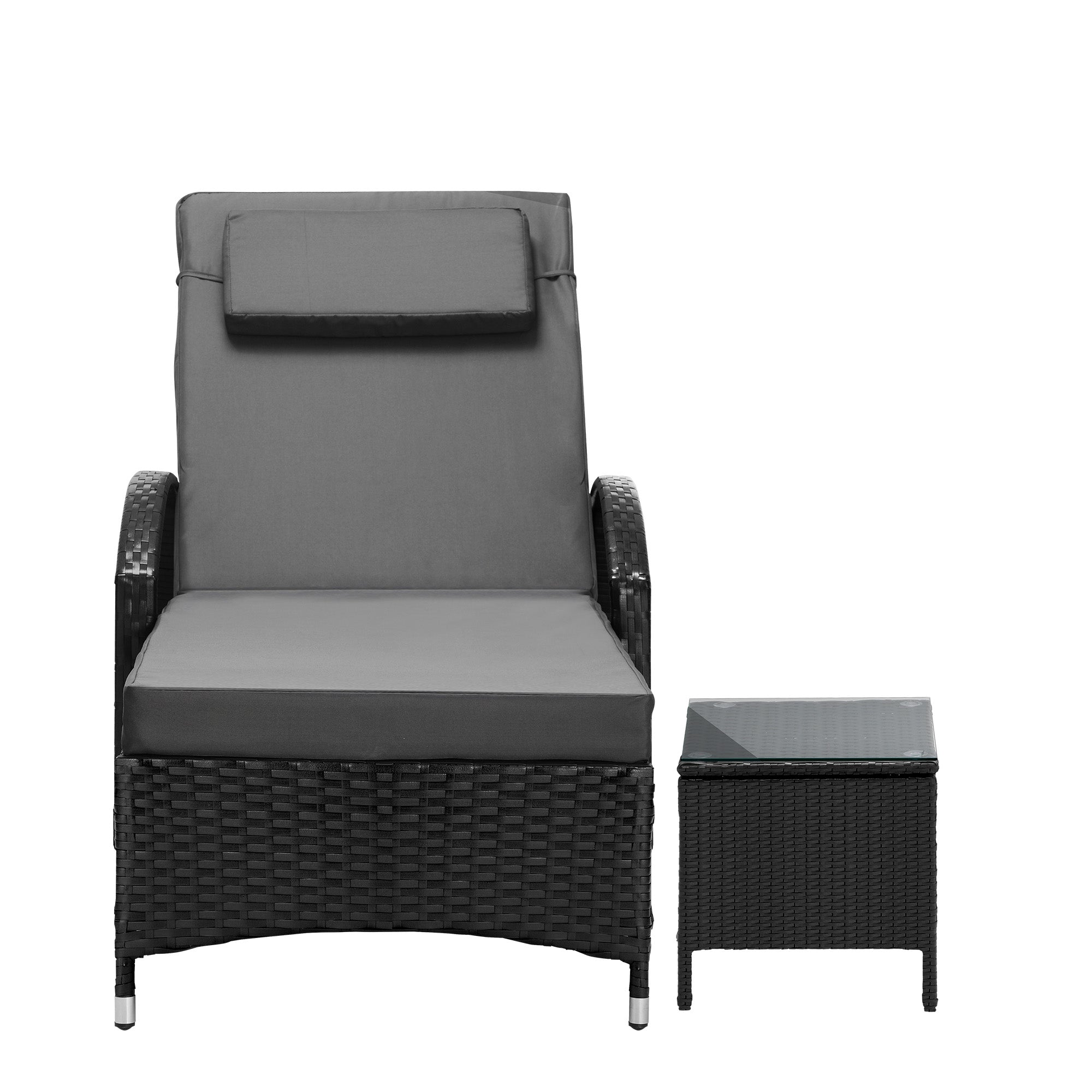 Livsip Sun Lounger Wheeled Day Bed with Table Set Outdoor Patio Furniture - Sunyee