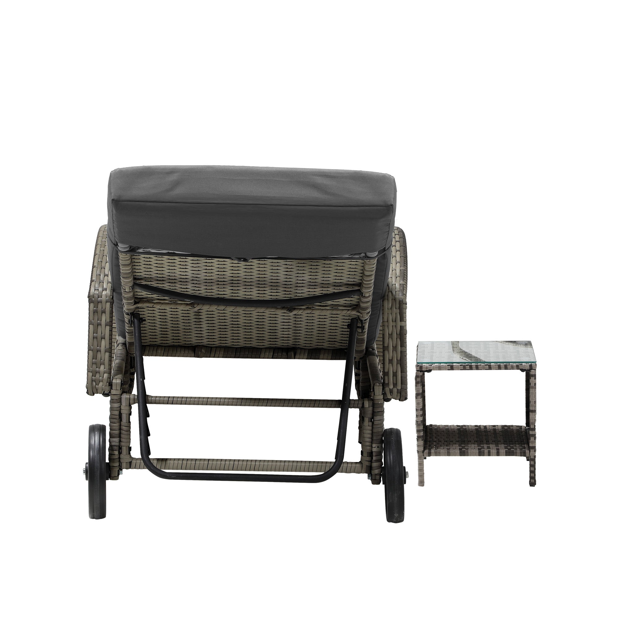 Livsip Sun Lounger Wheeled Day Bed with Table Patio Outdoor Setting Furniture - Sunyee