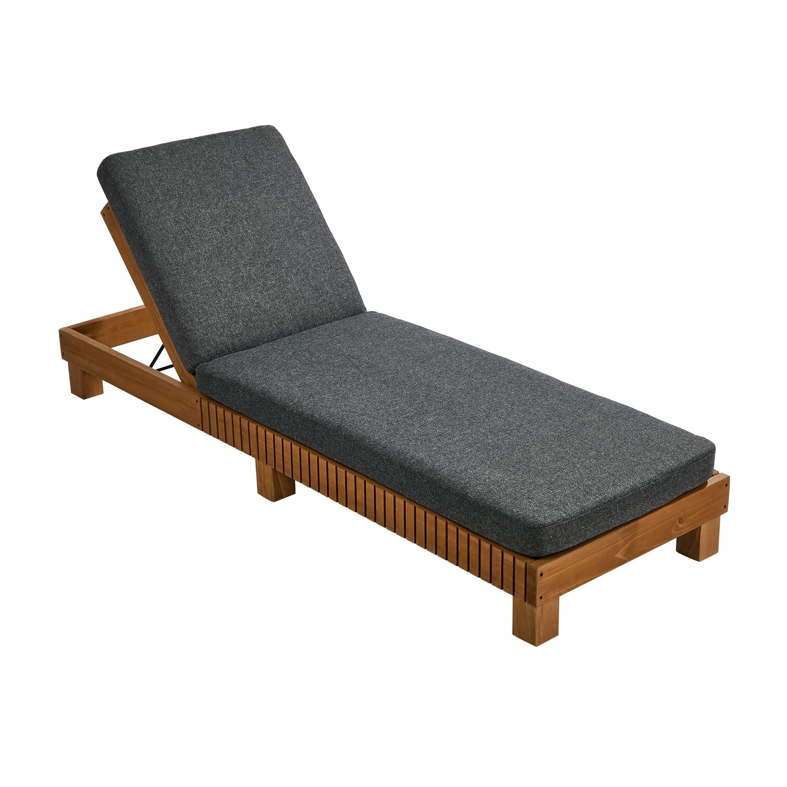 Livsip Outdoor Sun Lounge Wooden Lounger Day Bed Recliner Patio Furniture Grey