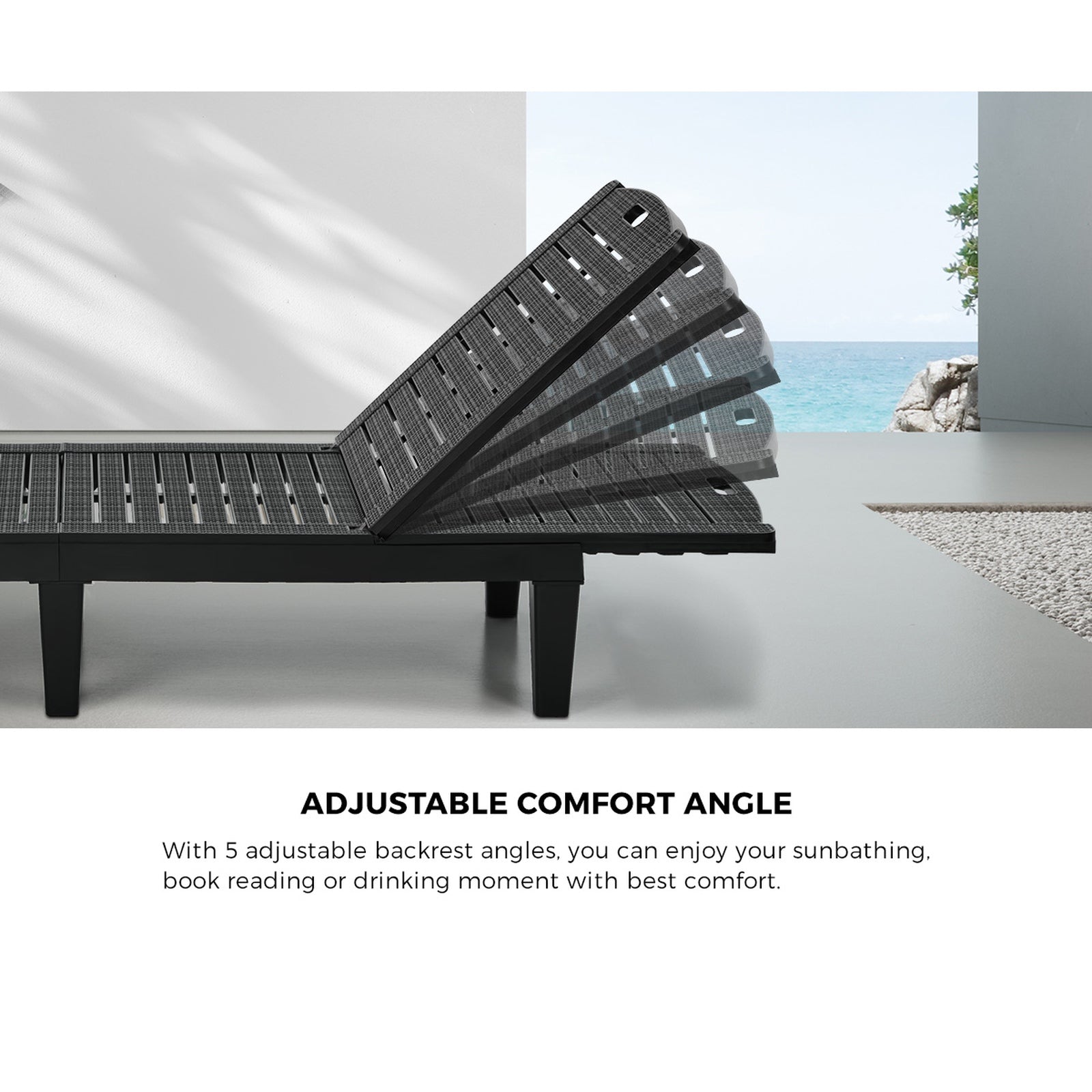 Livsip Sun Lounge Adjustable Outdoor Chaise Lounge Chair Patio Furniture