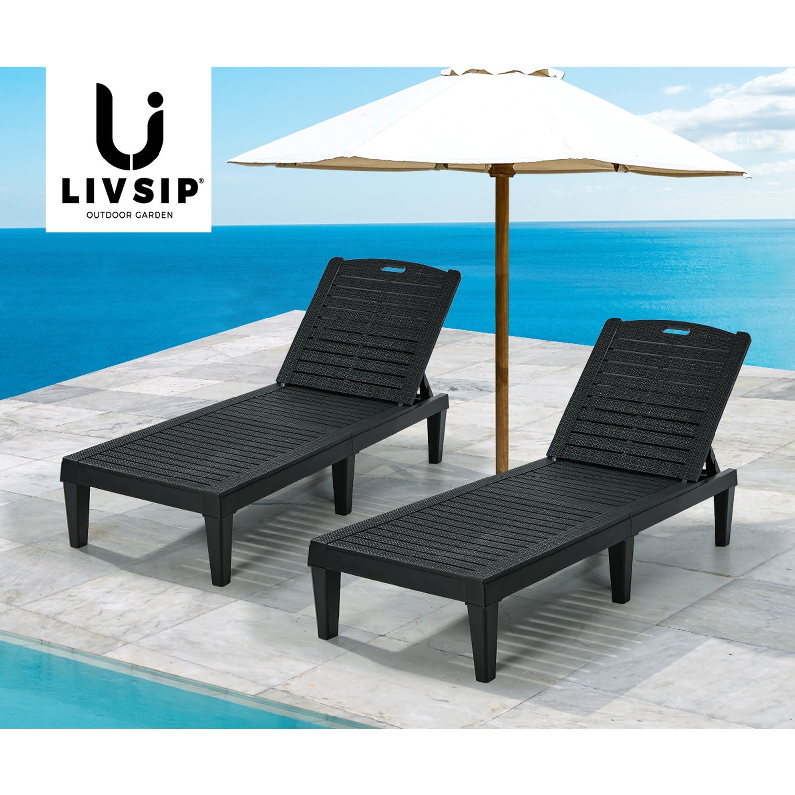 Livsip Sun Lounge Adjustable Outdoor Chaise Lounge Chair Patio Furniture