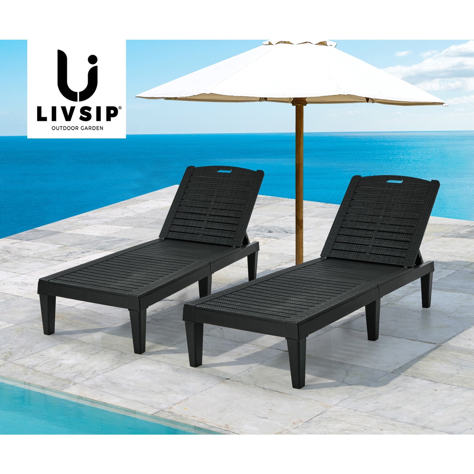 Livsip 2PCS Sun Lounge Outdoor Lounger Beach Chair Patio Garden Furniture