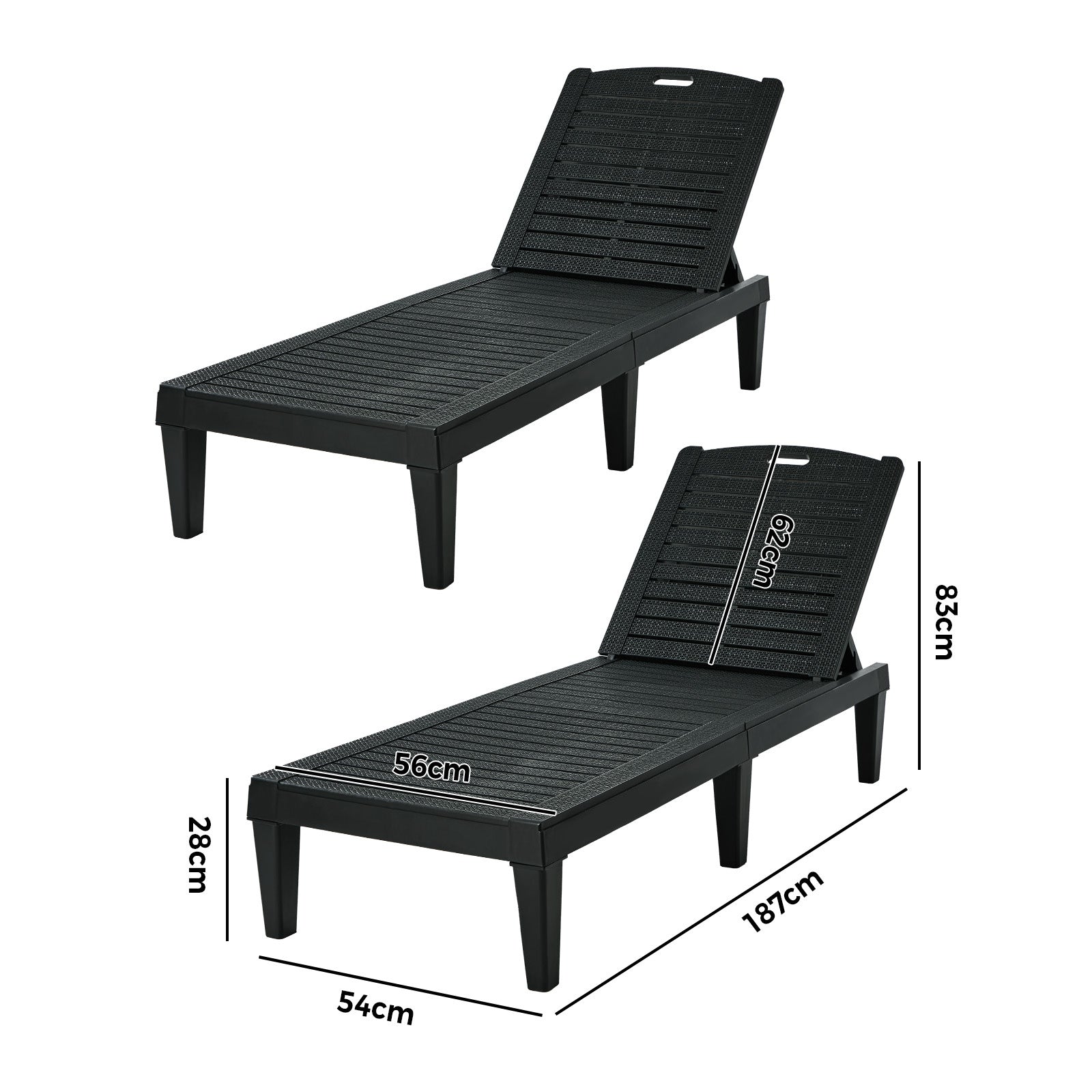 Livsip 2PCS Sun Lounge Outdoor Lounger Beach Chair Patio Garden Furniture