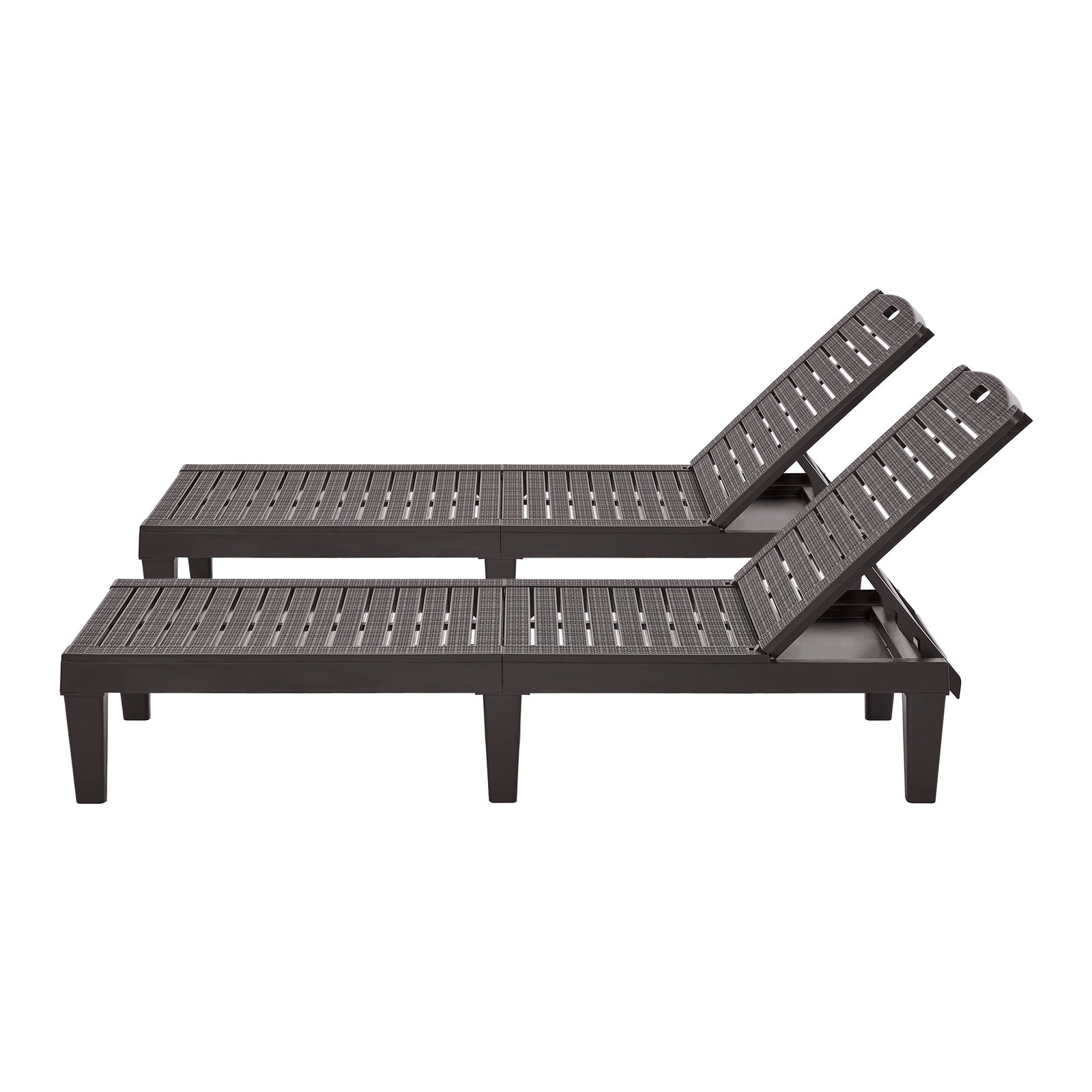 Livsip 3PCS Sun Lounge Set Outdoor Lounger Chair and Table Patio Furniture Brown