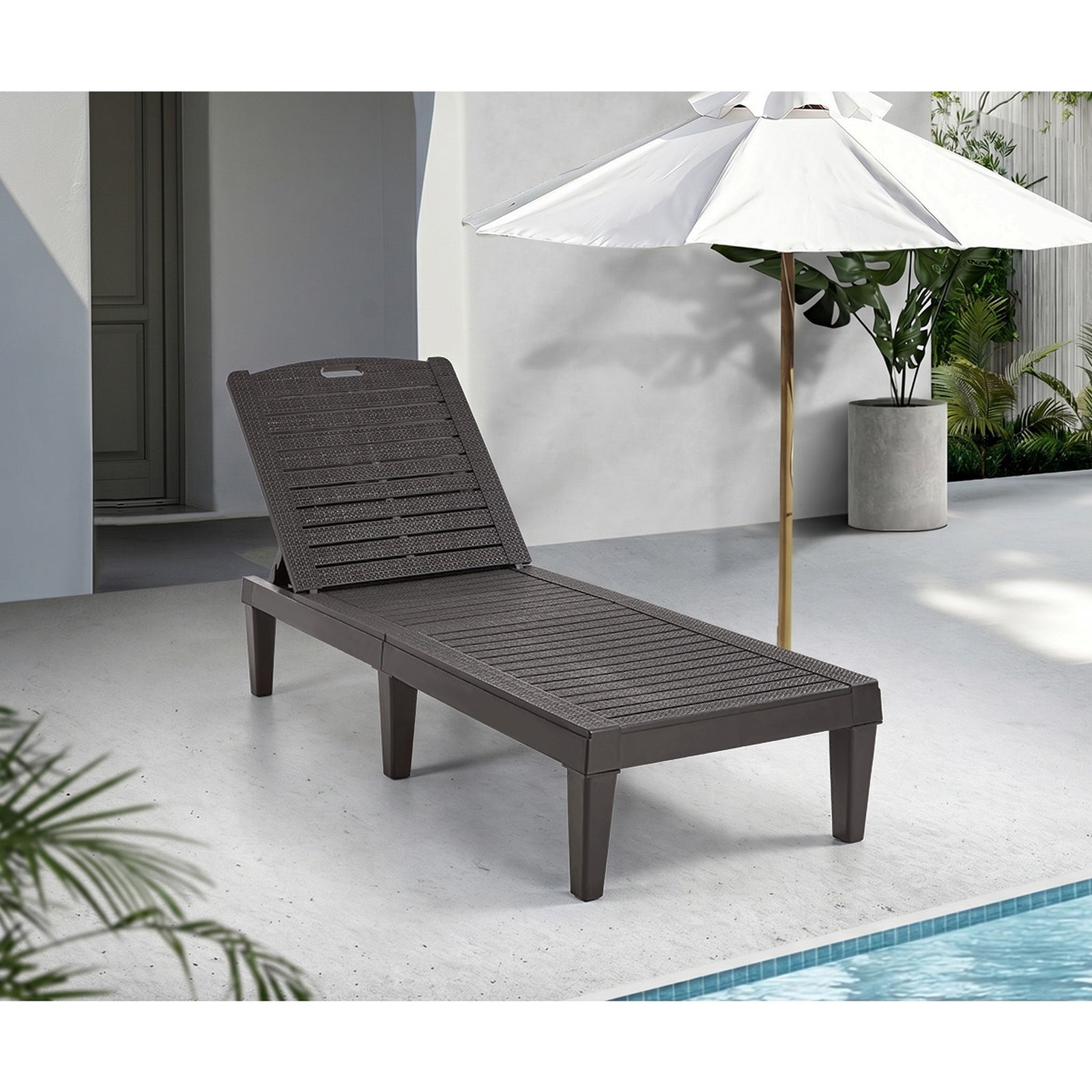 Livsip Sun Lounge Adjustable Outdoor Lounger Beach Chair Patio Furniture Brown
