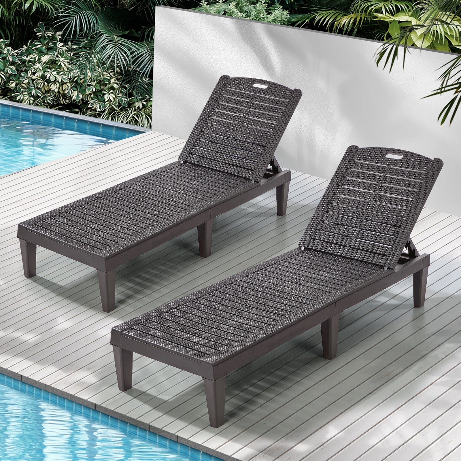 Livsip 2PCS Sun Lounge Outdoor Lounger Beach Chair Patio Garden Furniture