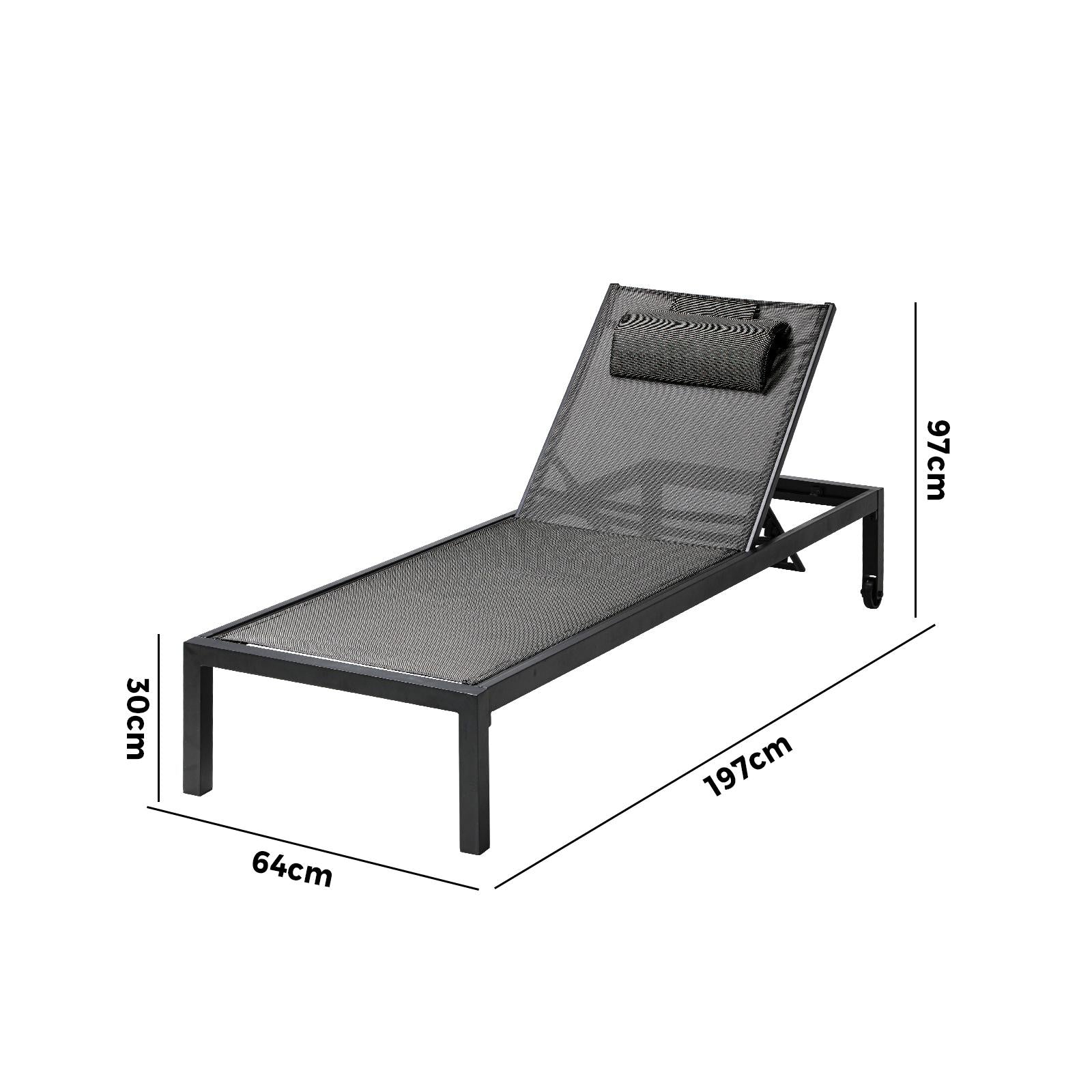 Livsip Sun Lounge Outdoor Lounger Chair Aluminium Day Bed Garden Patio Furniture - Sunyee