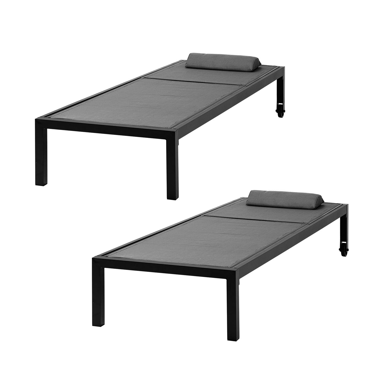 Livsip 2X Outdoor Sun Lounger Aluminium Day Bed Garden Patio Furniture Setting - Sunyee