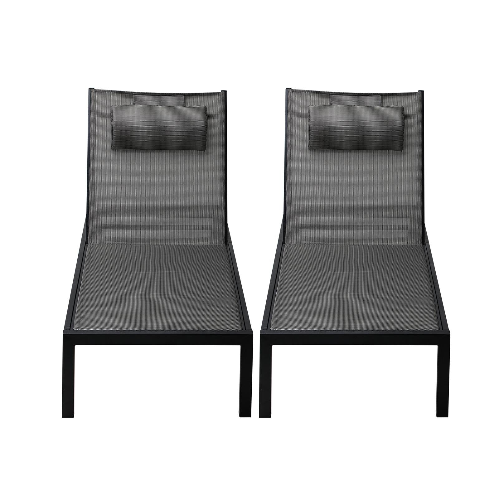 Livsip 2X Outdoor Sun Lounger Aluminium Day Bed Garden Patio Furniture Setting - Sunyee