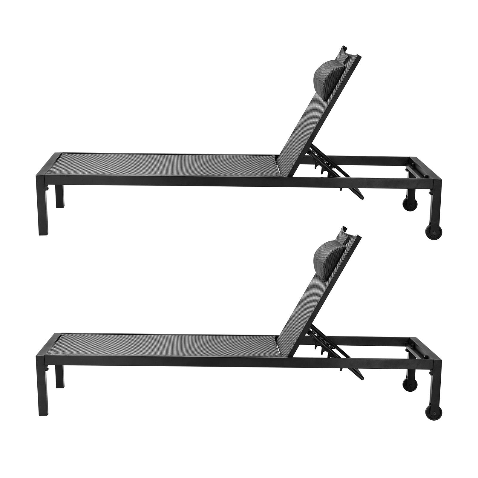 Livsip 2X Outdoor Sun Lounger Aluminium Day Bed Garden Patio Furniture Setting - Sunyee