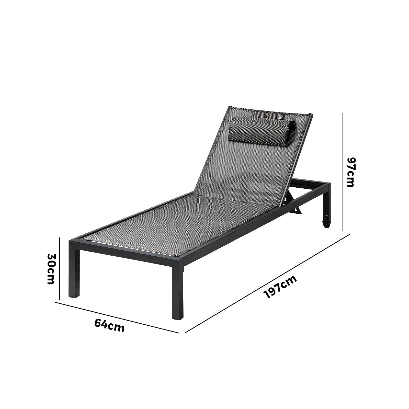 Livsip 2X Outdoor Sun Lounger Aluminium Day Bed Garden Patio Furniture Setting - Sunyee