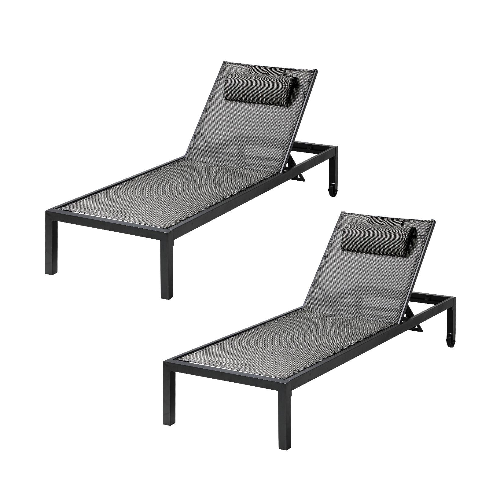 Livsip 2X Outdoor Sun Lounger Aluminium Day Bed Garden Patio Furniture Setting - Sunyee