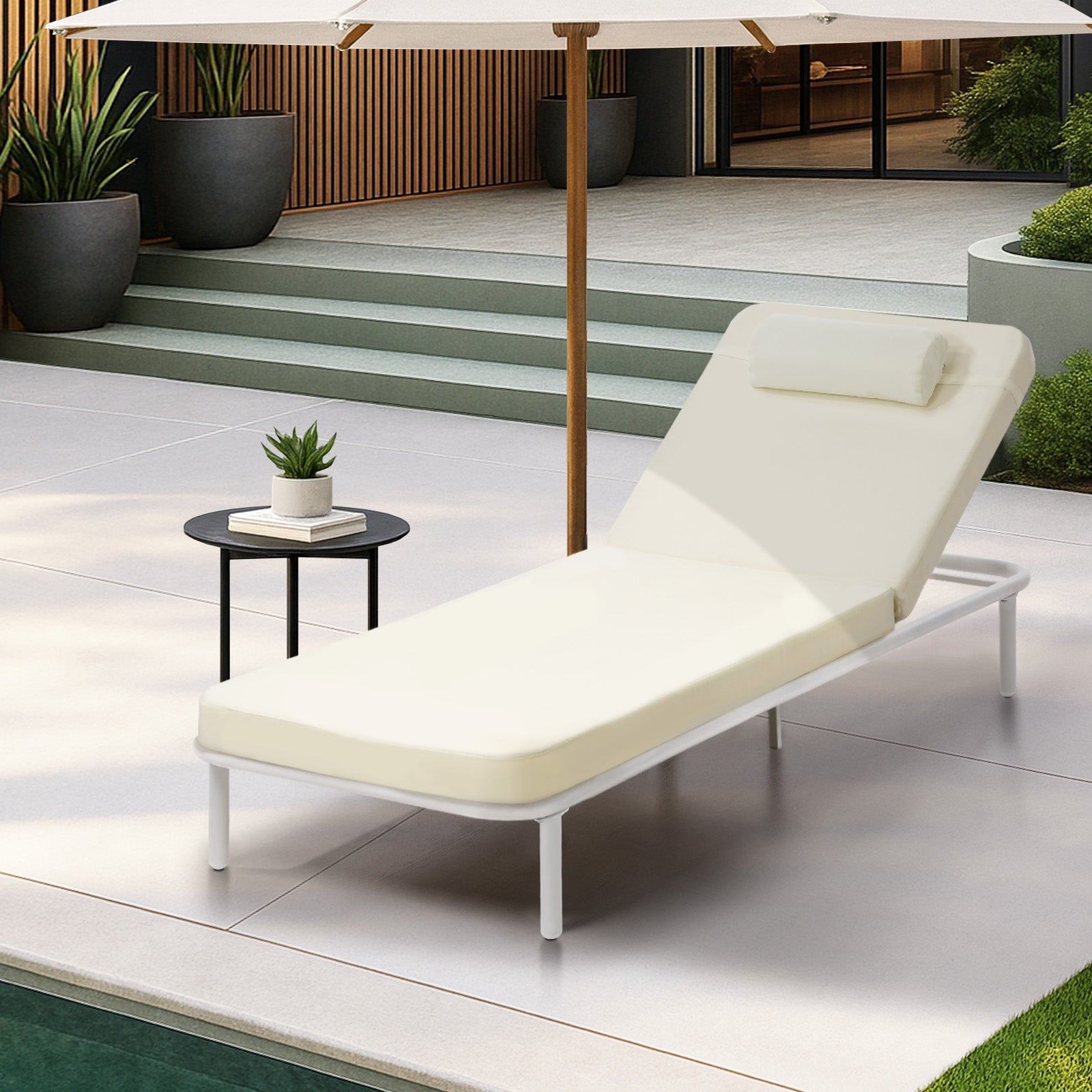 Livsip Sun Lounge Outdoor Lounger Sofa Day Bed Patio Furniture Setting Beige - Sunyee