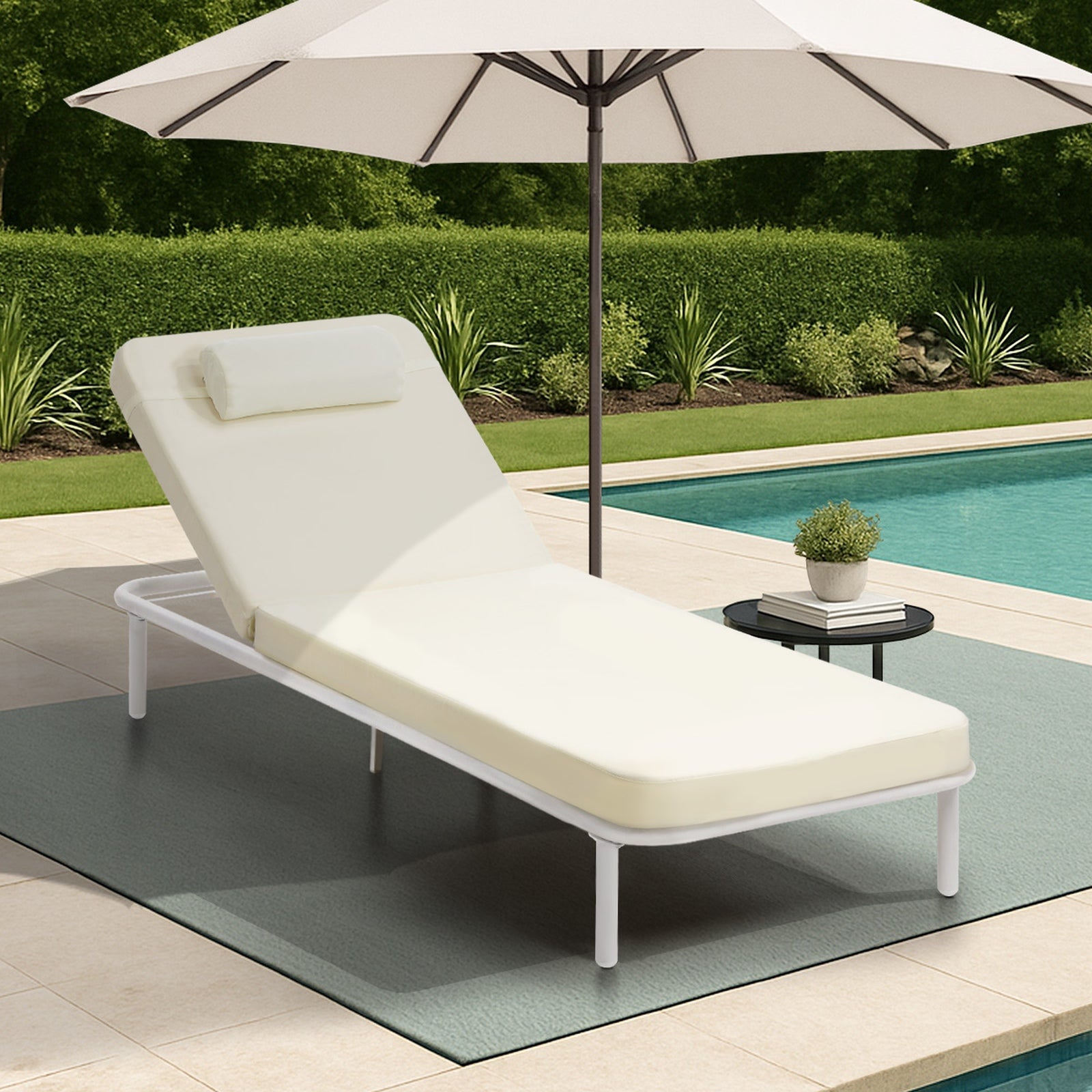 Livsip Sun Lounge Outdoor Lounger Sofa Day Bed Patio Furniture Setting Beige - Sunyee