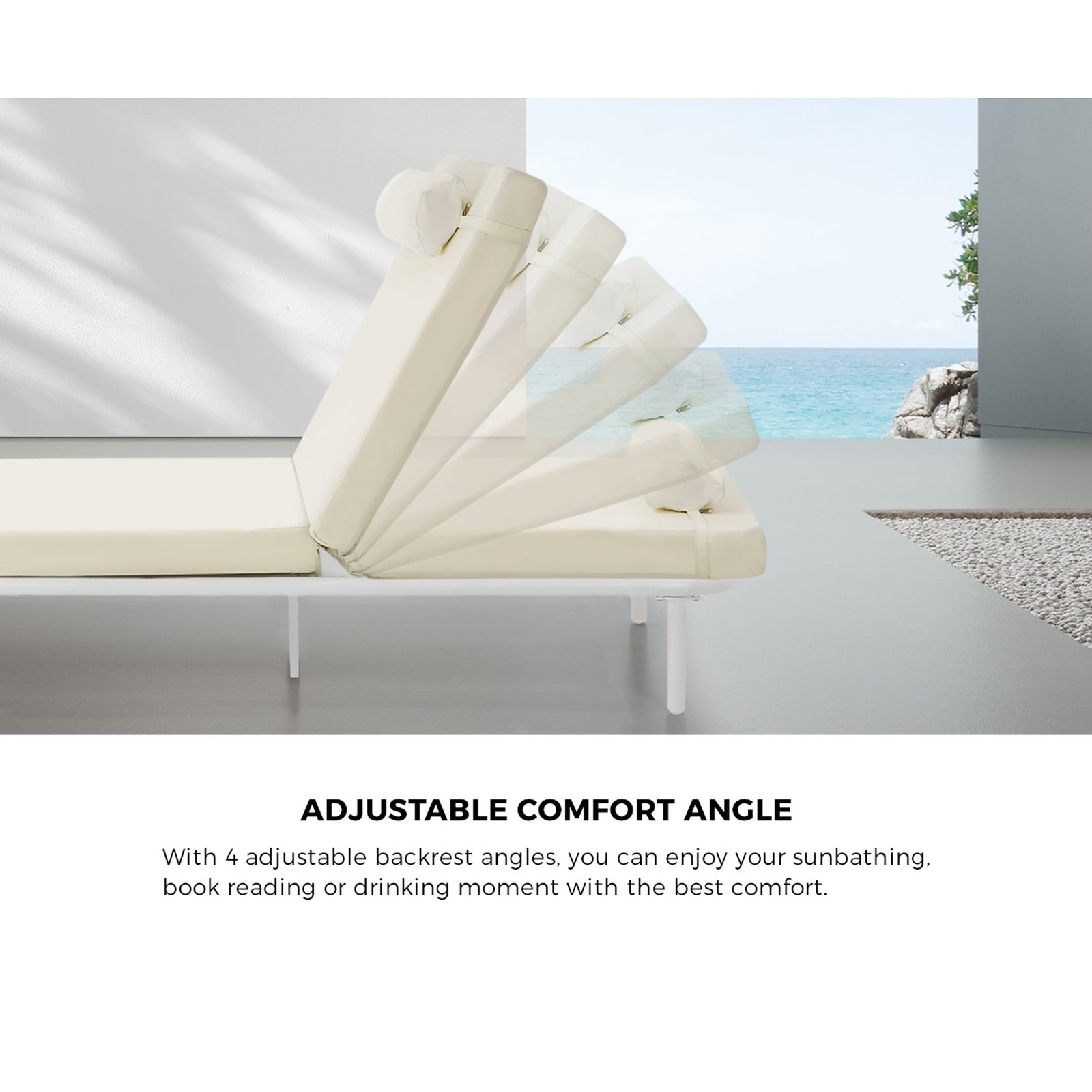 Livsip Sun Lounge Outdoor Lounger Sofa Day Bed Patio Furniture Setting Beige - Sunyee