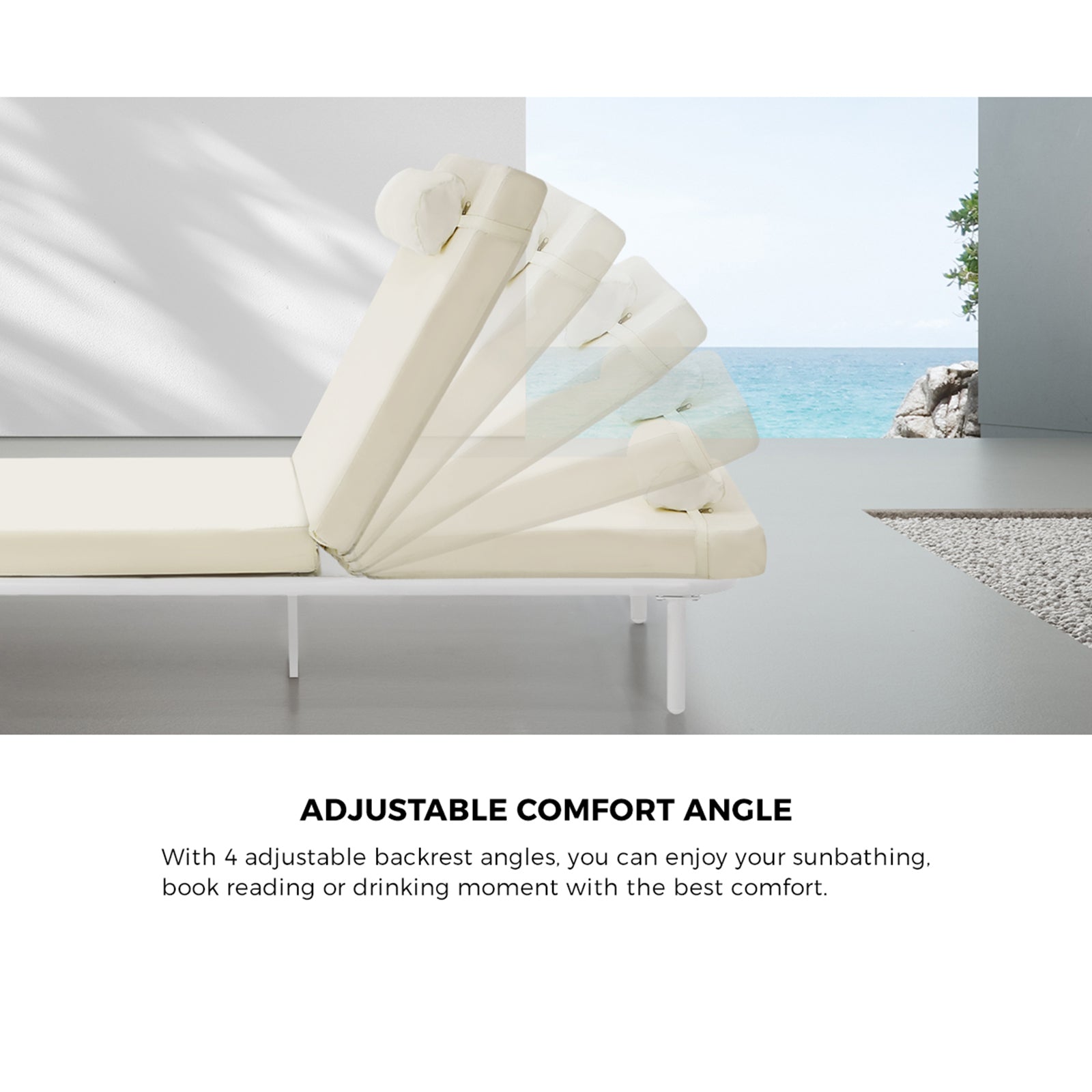 Livsip 3PCS Sun Lounge Outdoor Lounger Set Table Chairs Patio Furniture Beige - Sunyee