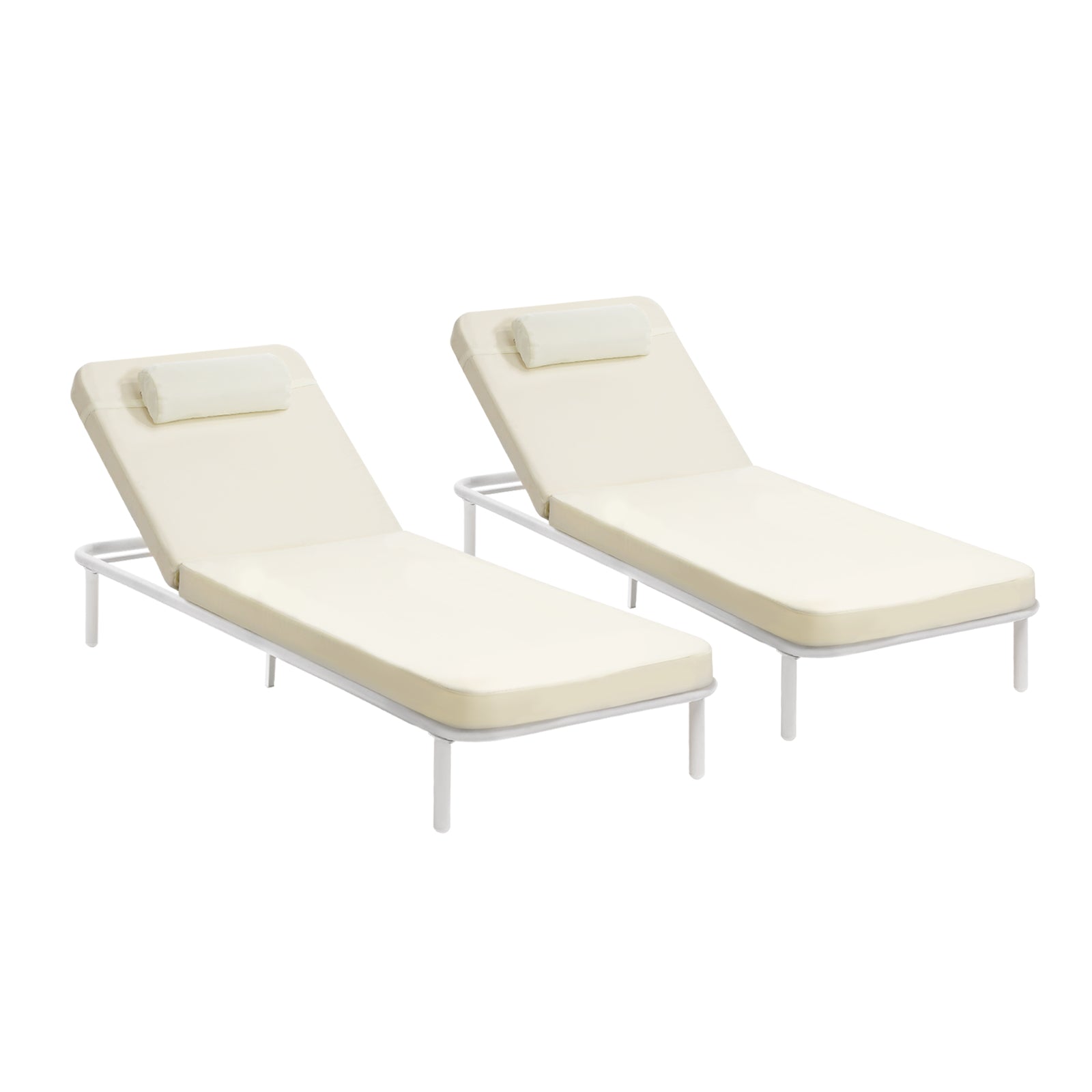 Livsip 3PCS Sun Lounge Outdoor Lounger Set Table Chairs Patio Furniture Beige - Sunyee
