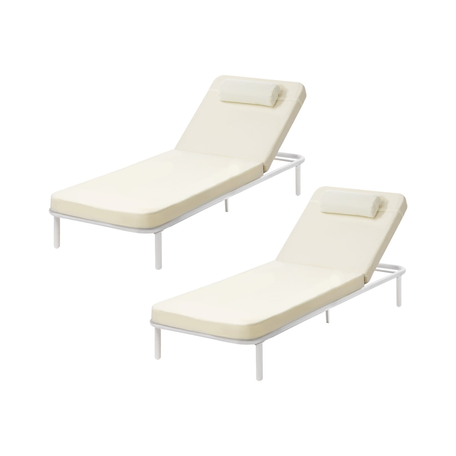 Livsip 2PCS Sun Lounge Outdoor Lounger Day Bed Patio Furniture Setting Beige - Sunyee