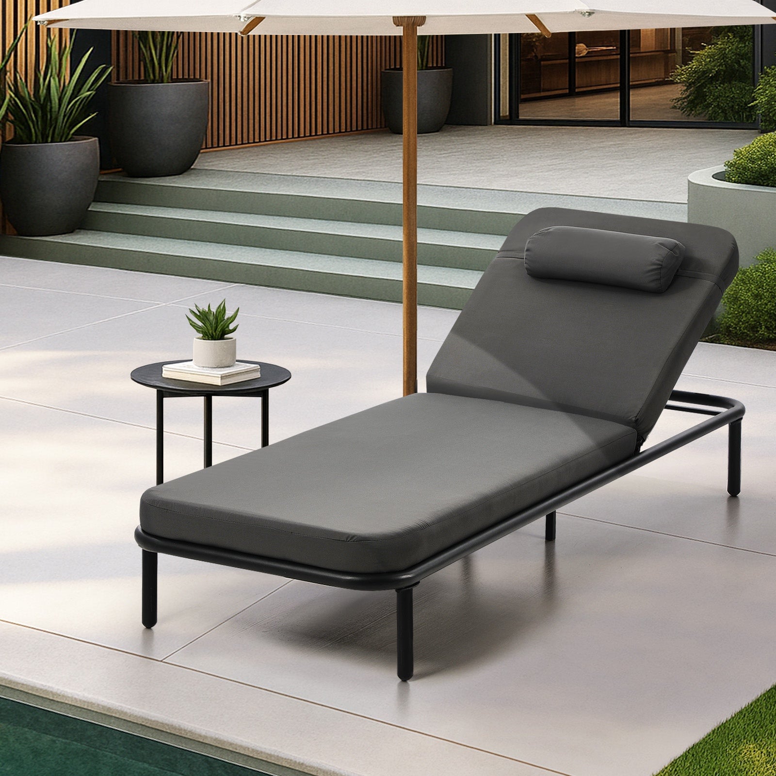 Livsip Sun Lounge Outdoor Lounger Sofa Day Bed Patio Furniture Setting Grey - Sunyee