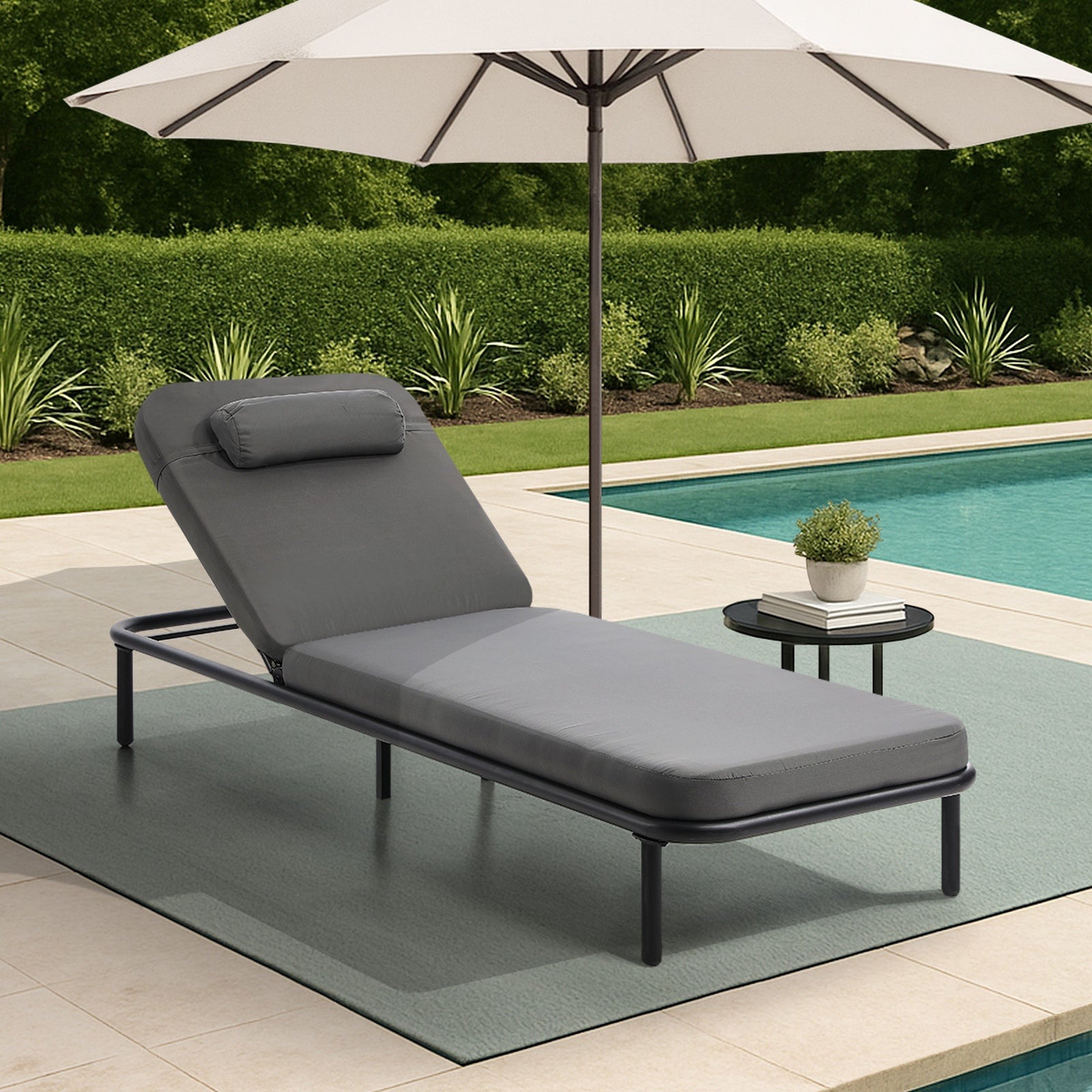 Livsip Sun Lounge Outdoor Lounger Sofa Day Bed Patio Furniture Setting Grey - Sunyee
