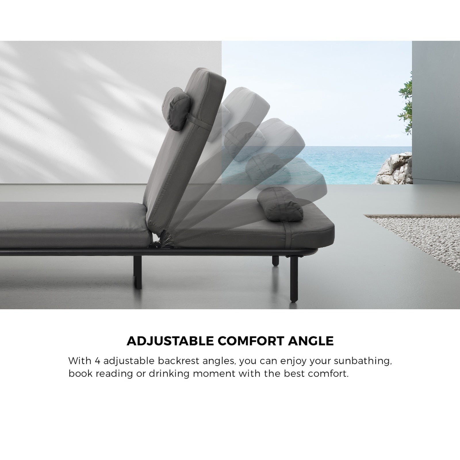 Livsip Sun Lounge Outdoor Lounger Sofa Day Bed Patio Furniture Setting Grey - Sunyee