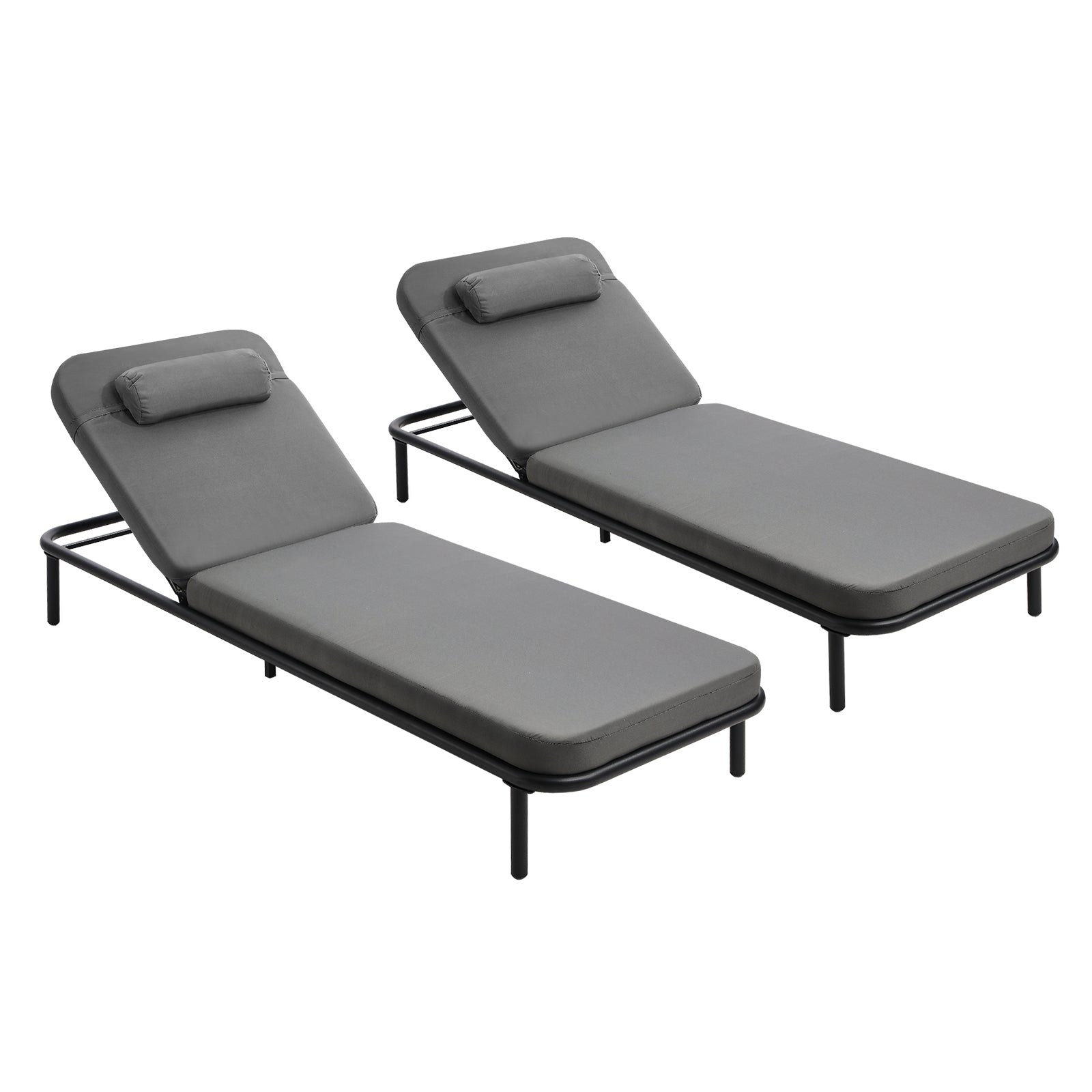 Livsip 3PCS Sun Lounge Outdoor Lounger Set Table Chairs Patio Furniture Grey - Sunyee