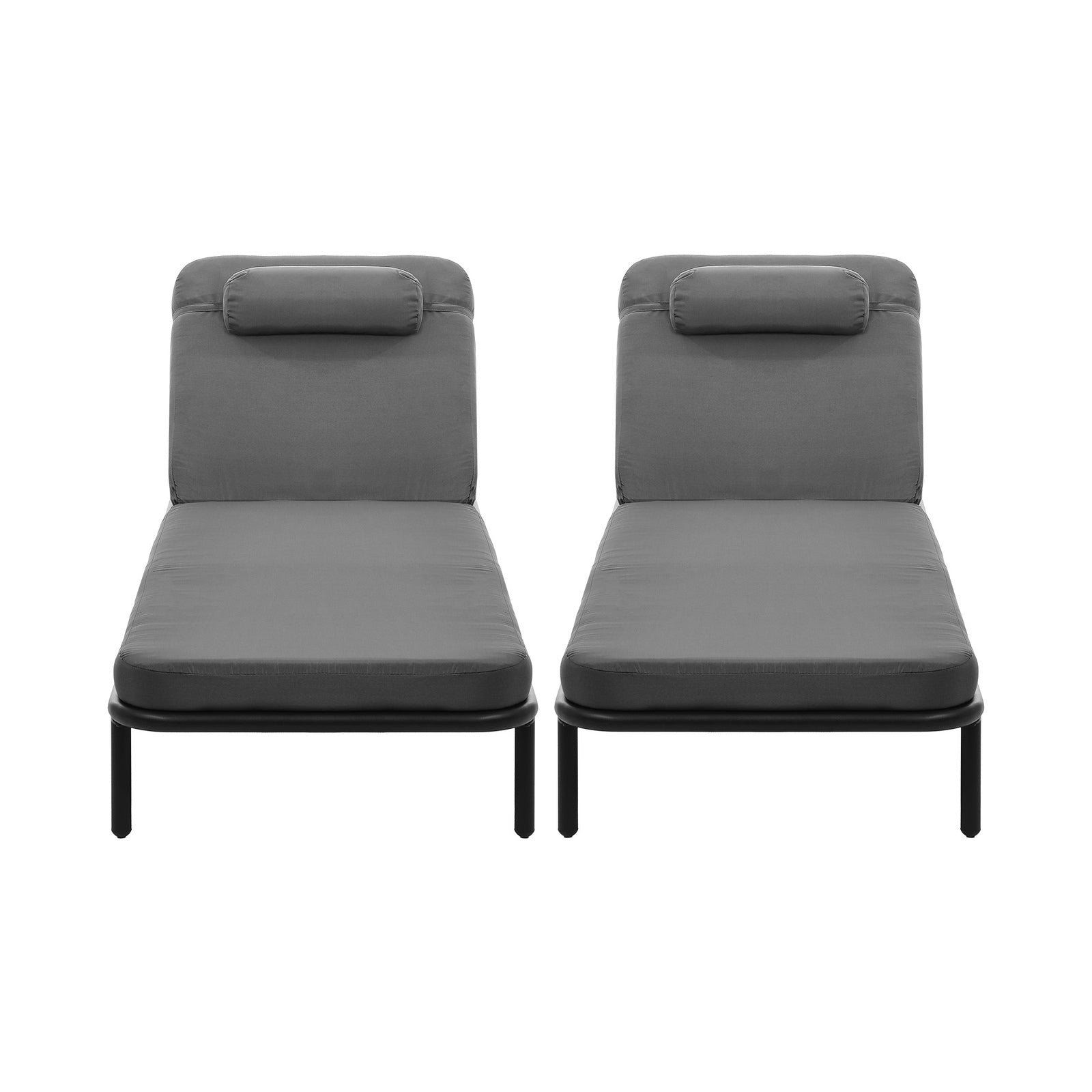 Livsip 2PCS Sun Lounge Outdoor Lounger Day Bed Patio Furniture Setting Grey - Sunyee