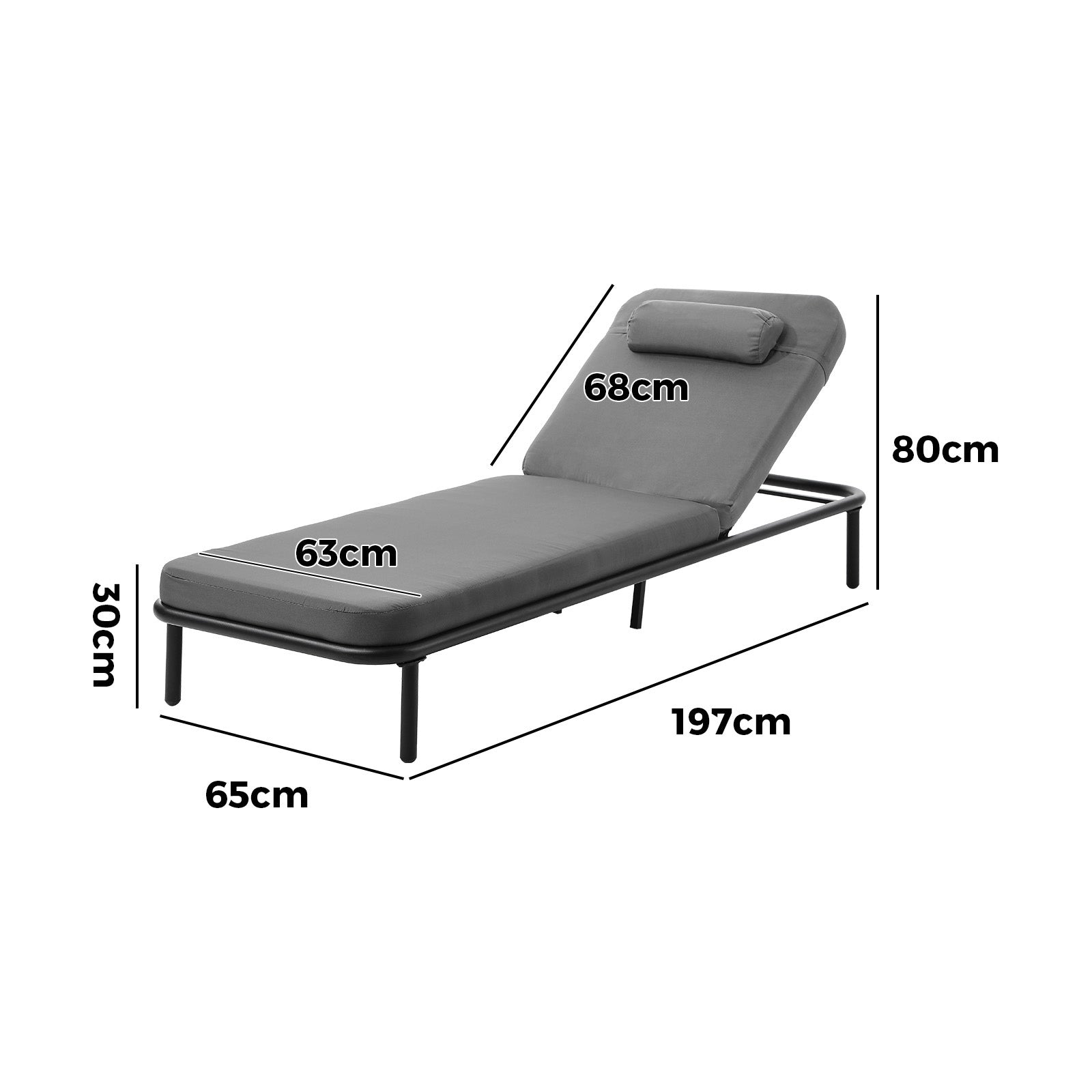 Livsip 2PCS Sun Lounge Outdoor Lounger Day Bed Patio Furniture Setting Grey - Sunyee