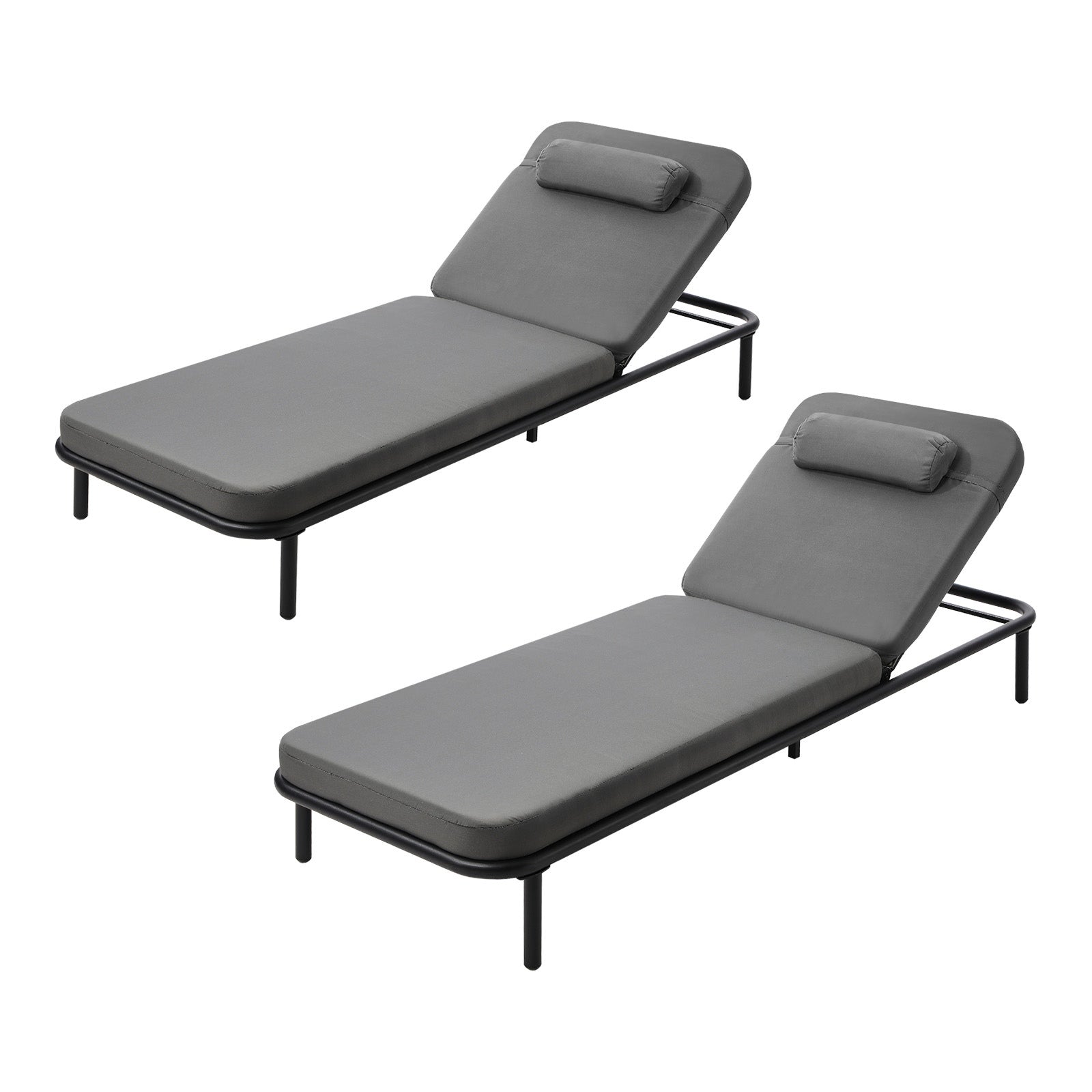Livsip 2PCS Sun Lounge Outdoor Lounger Day Bed Patio Furniture Setting Grey - Sunyee