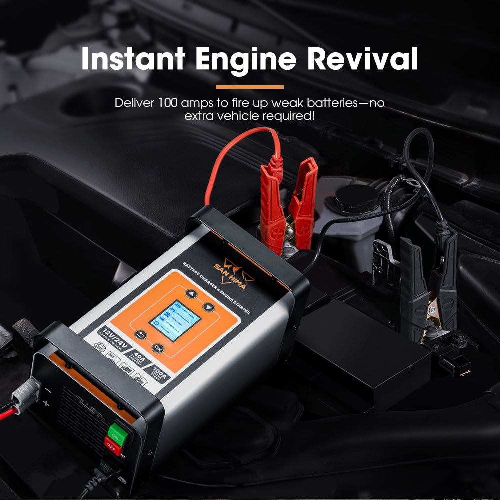 San Hima 40A Smart Battery Charger & Engine Starter For Lead Acid LiFePo4 AGM - Sunyee