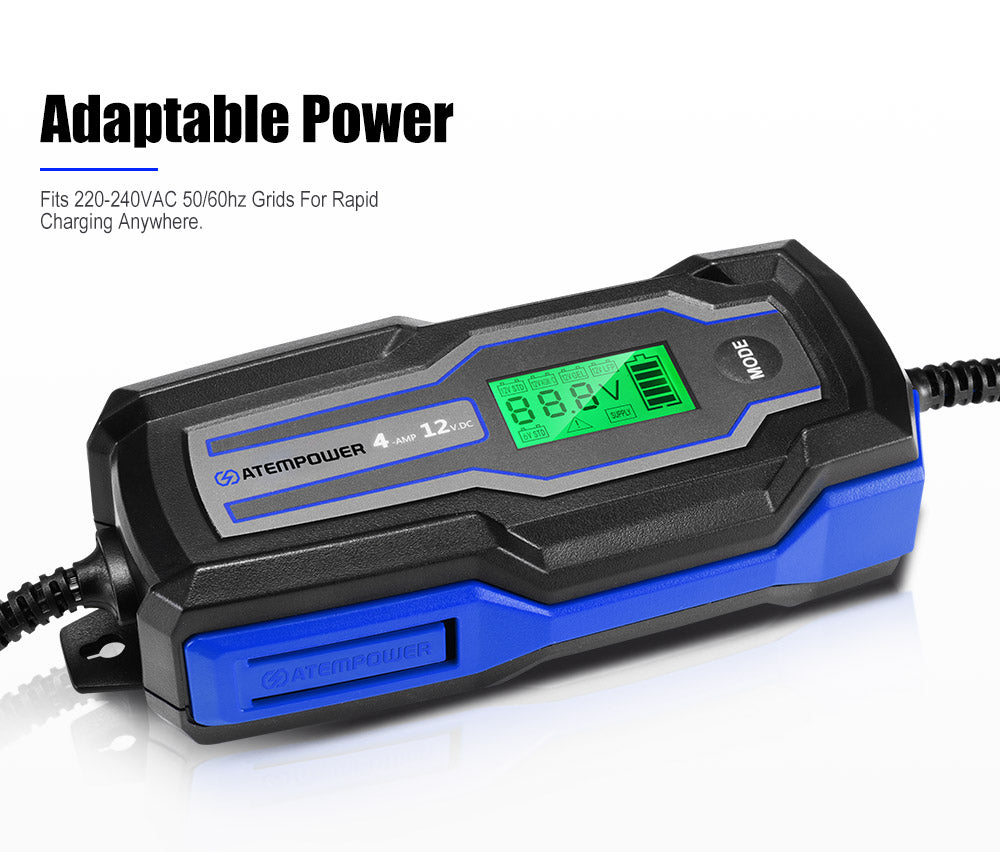 Smart Battery Charger 4A 6V/12V Automatic SLA AGM Car Truck Boat Motorcycle - Sunyee