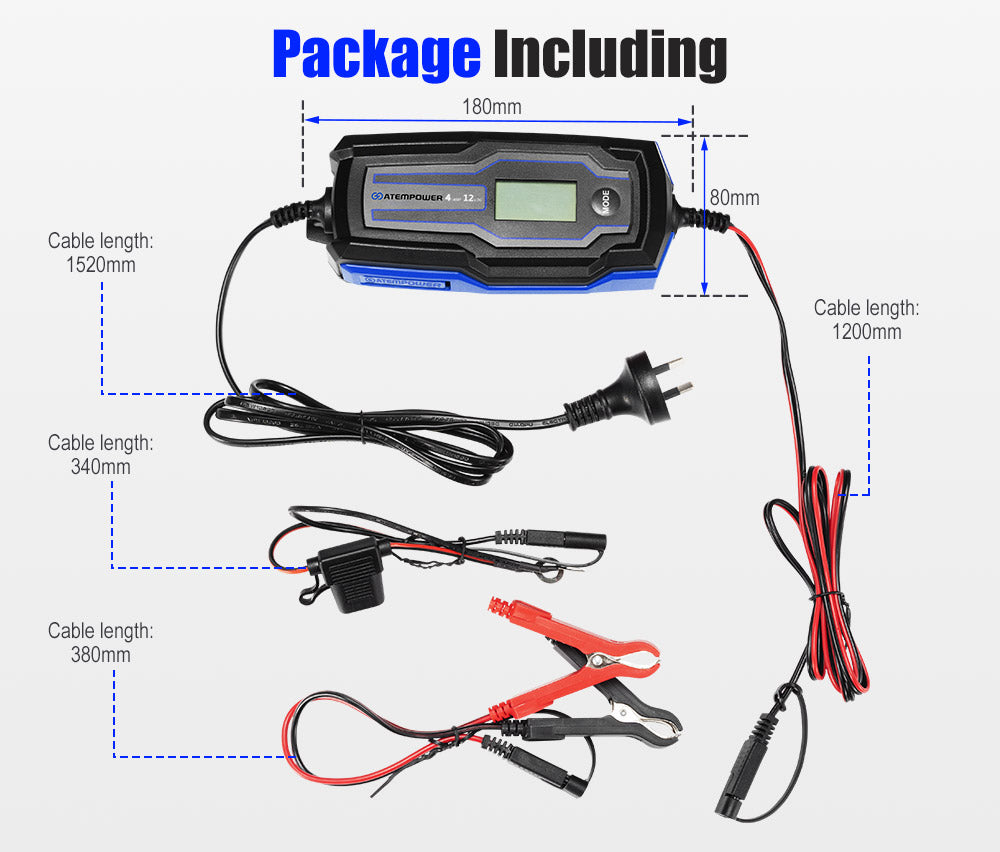 Smart Battery Charger 4A 6V/12V Automatic SLA AGM Car Truck Boat Motorcycle - Sunyee