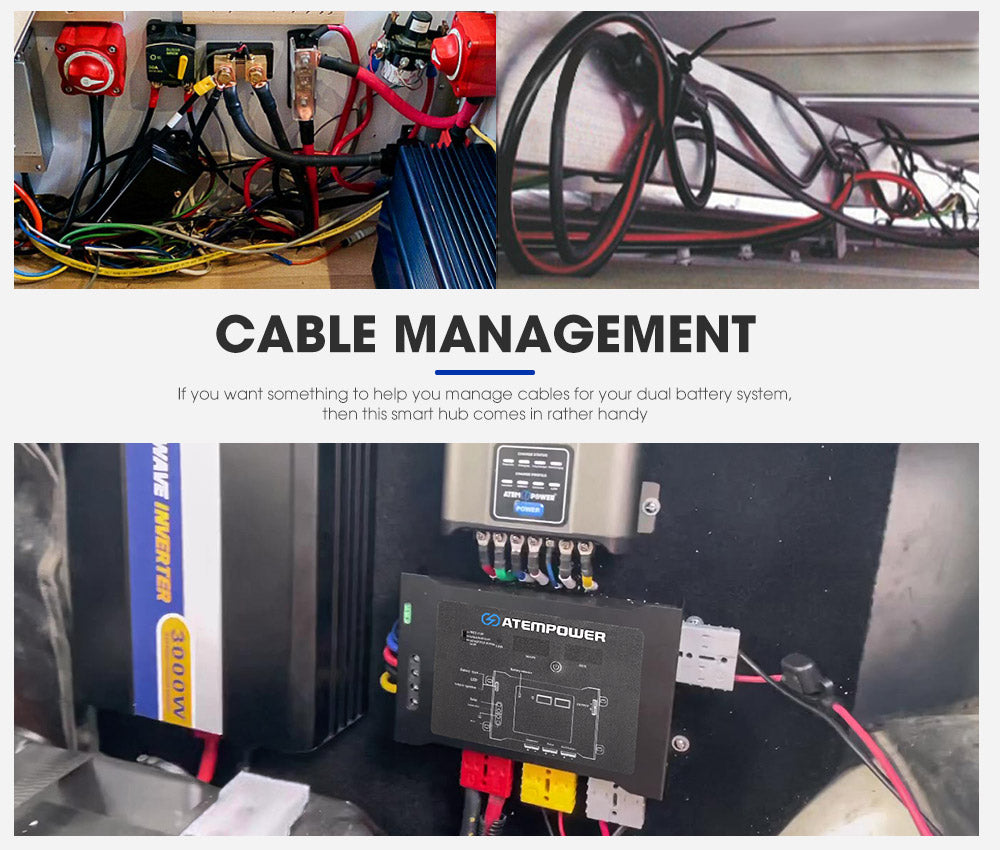 DC to DC Dual Battery System Smart Hub Universal Fitment Dual Voltage Meters - Sunyee