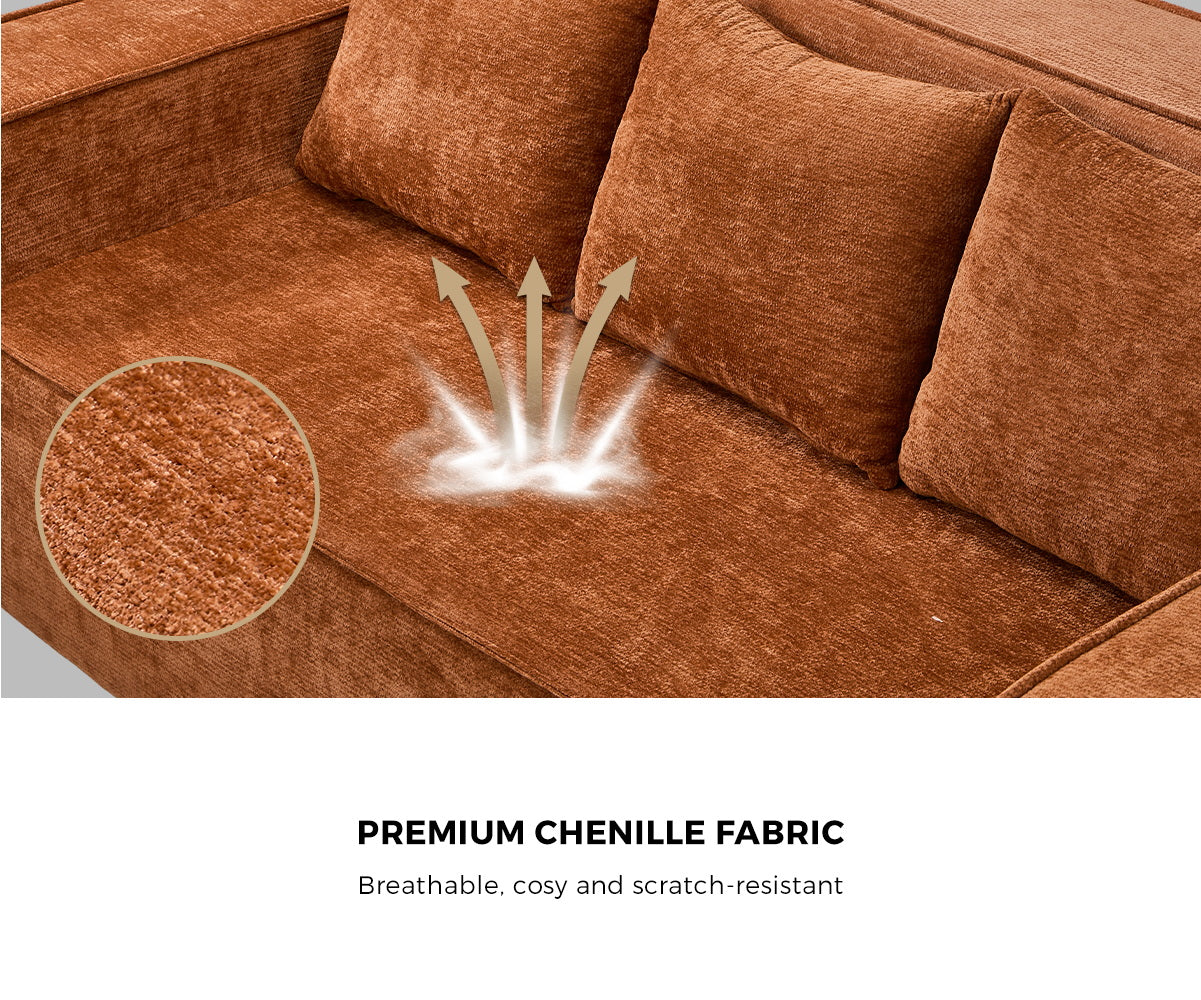 Oikiture Compressed Sofa in a Box Couch with Storage 195cm Chenille Brown - Sunyee
