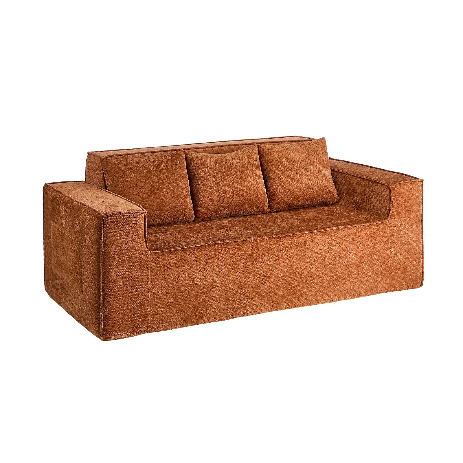 Oikiture Compressed Sofa in a Box Couch with Storage 195cm Chenille Brown - Sunyee