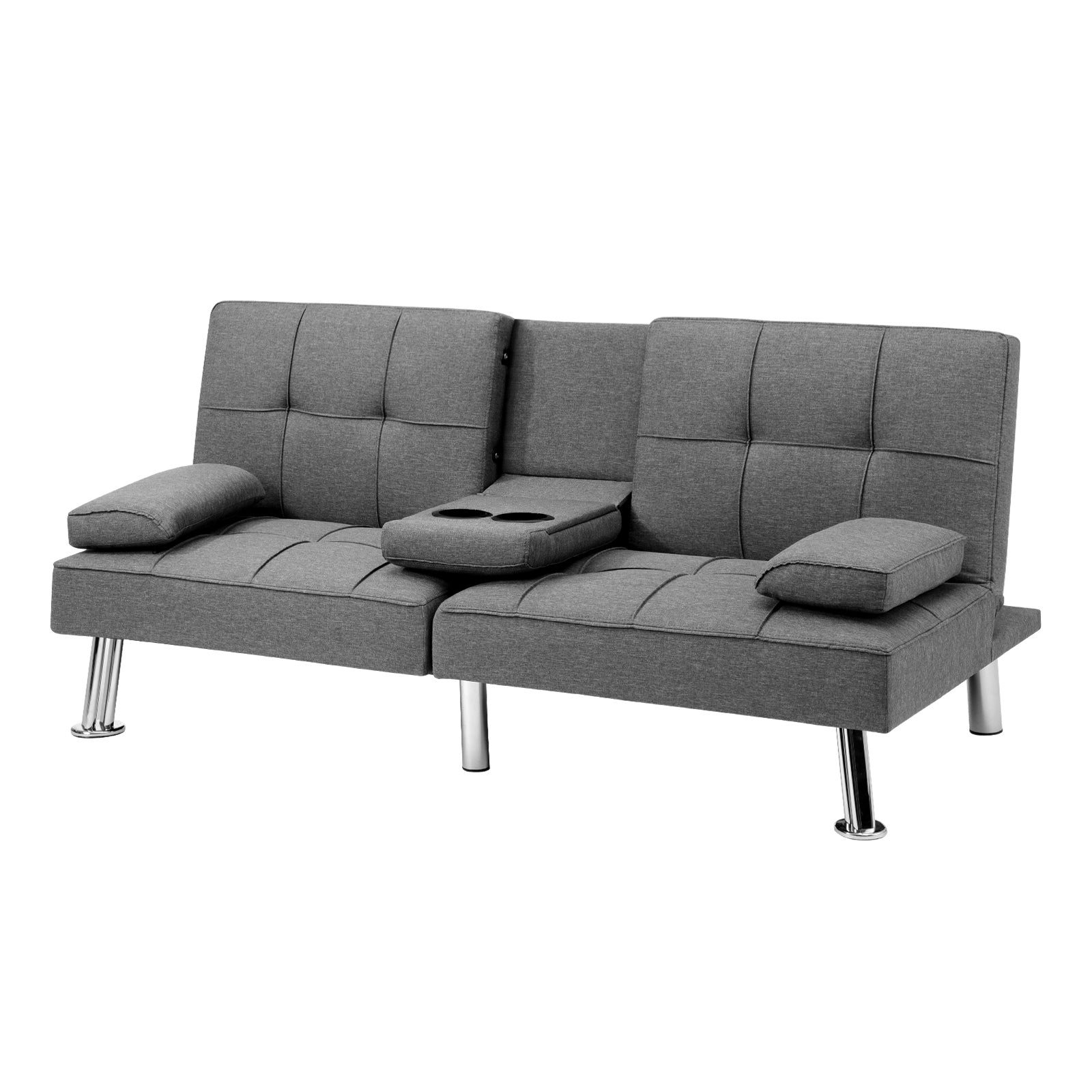 Oikiture Sofa Bed Lounge 3 Seater Futon Couch Recliner Cup Holder Sofabed Seat - Sunyee