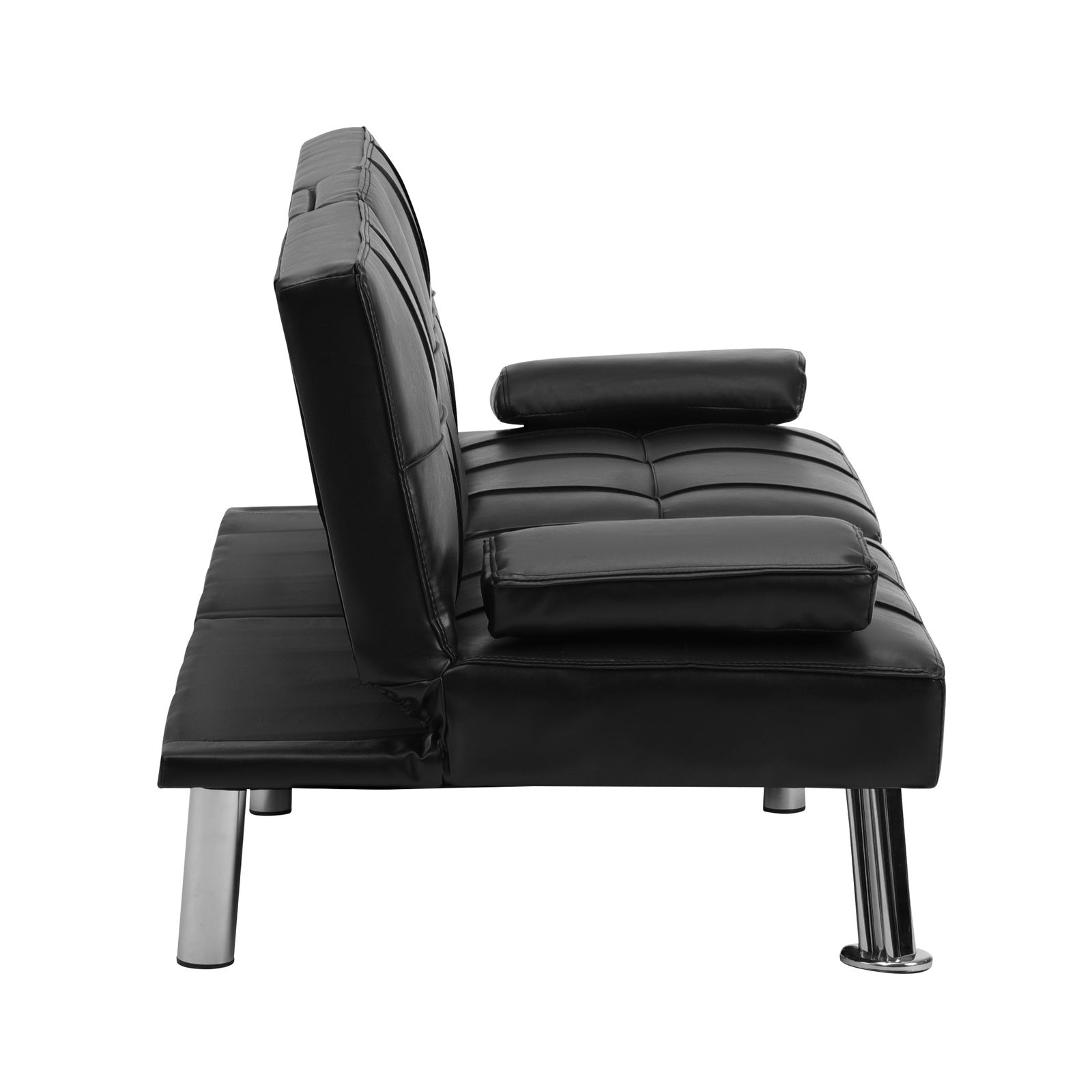 Oikiture Sofa Bed Lounge Leather 3 Seater Futon Couch Beds Sofabeds Cup Holder - Sunyee