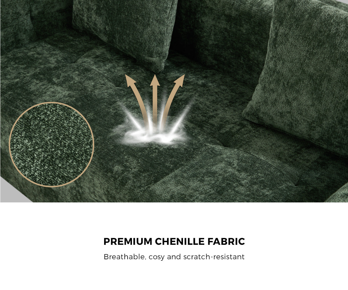 Oikiture Compressed Sofa in a Box Button Tufting Couch Storage Chenille Green - Sunyee