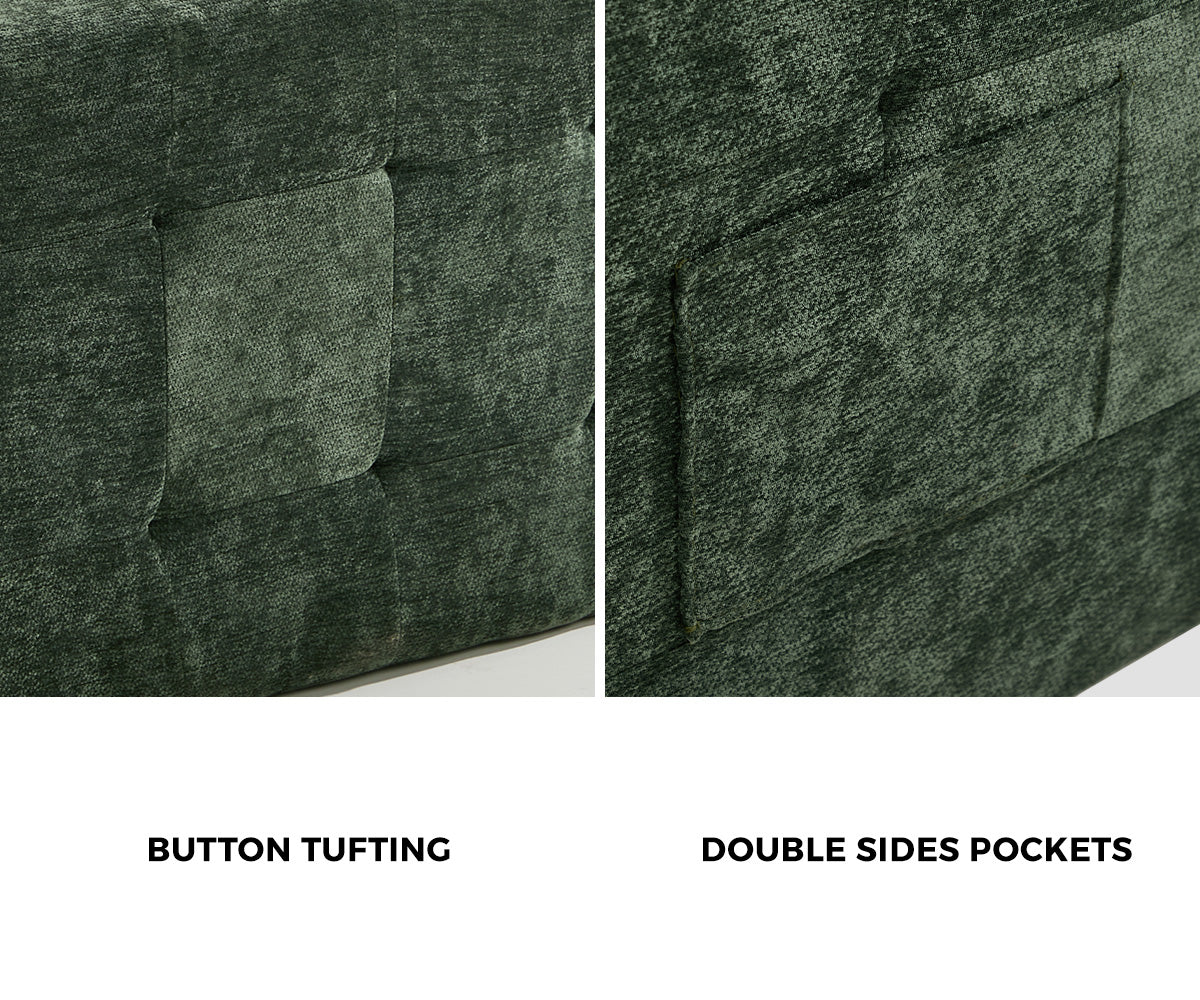 Oikiture Compressed Sofa in a Box Button Tufting Couch Storage Chenille Green - Sunyee