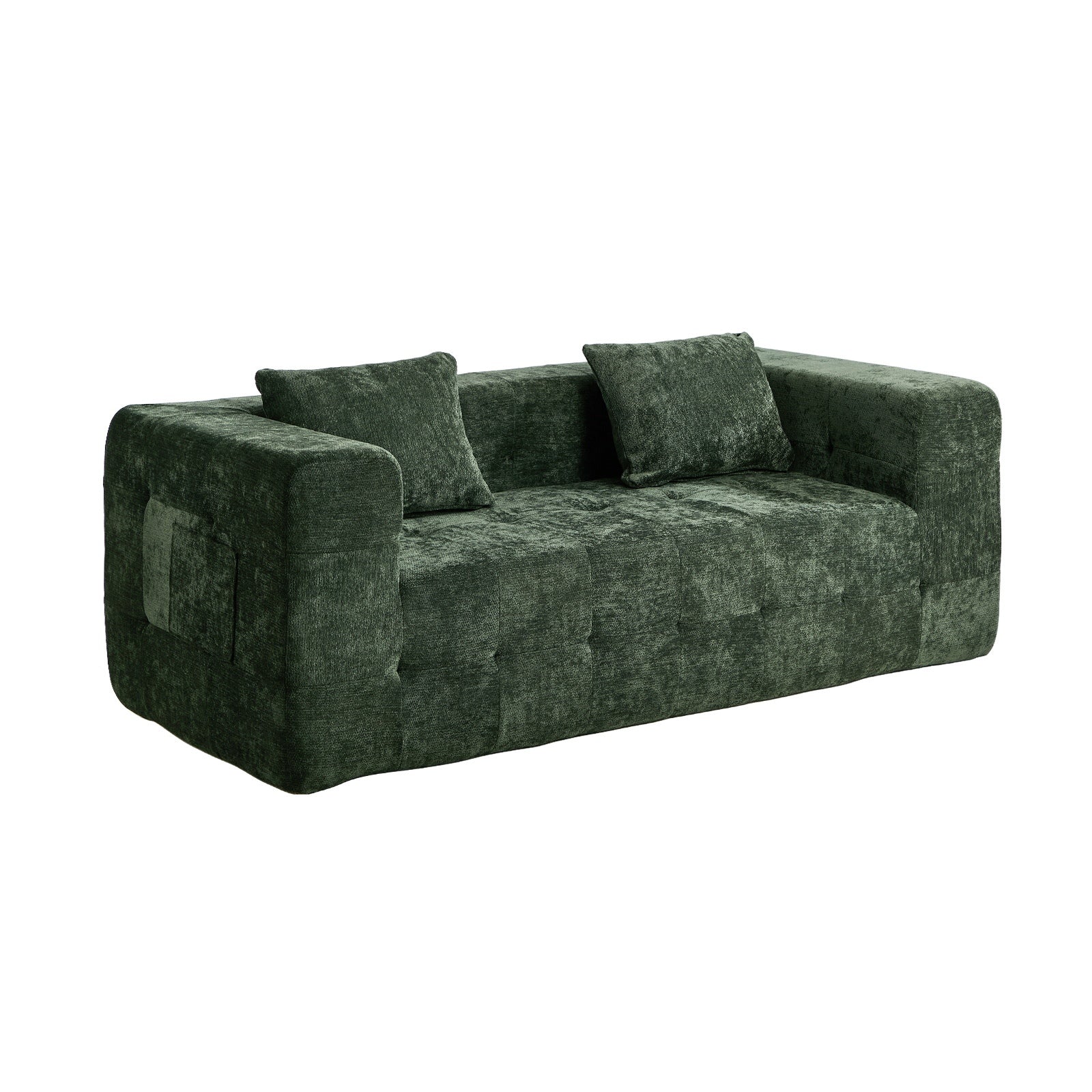 Oikiture Compressed Sofa in a Box Button Tufting Couch Storage Chenille Green - Sunyee