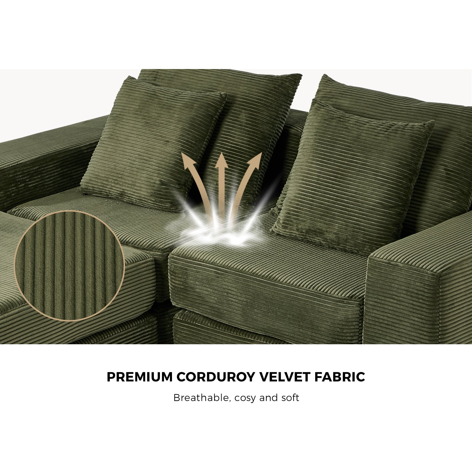 Oikiture Compressed Modular Sofa Multi-Layout Sectional Corduroy Lounge Set - Sunyee