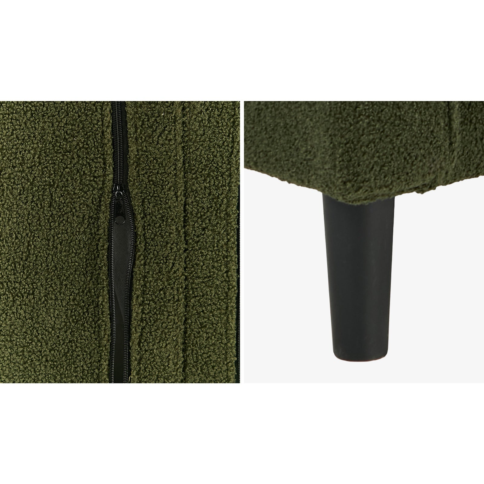 Oikiture 2 Seater Sofa 150cm Boucle Love Seat Small Couch Chair Storage Green
