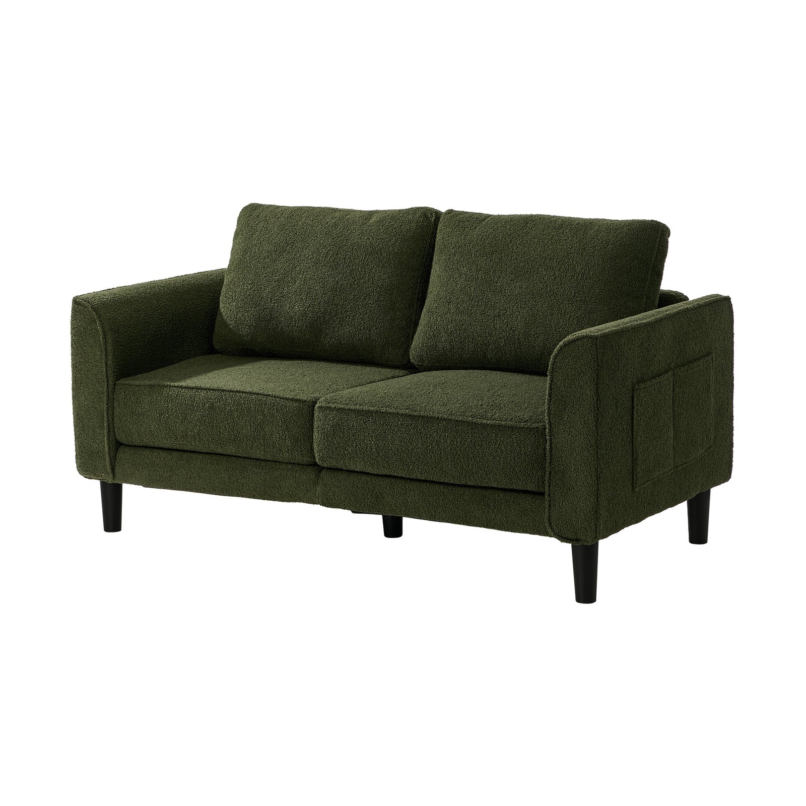 Oikiture 2 Seater Sofa 150cm Boucle Love Seat Small Couch Chair Storage Green
