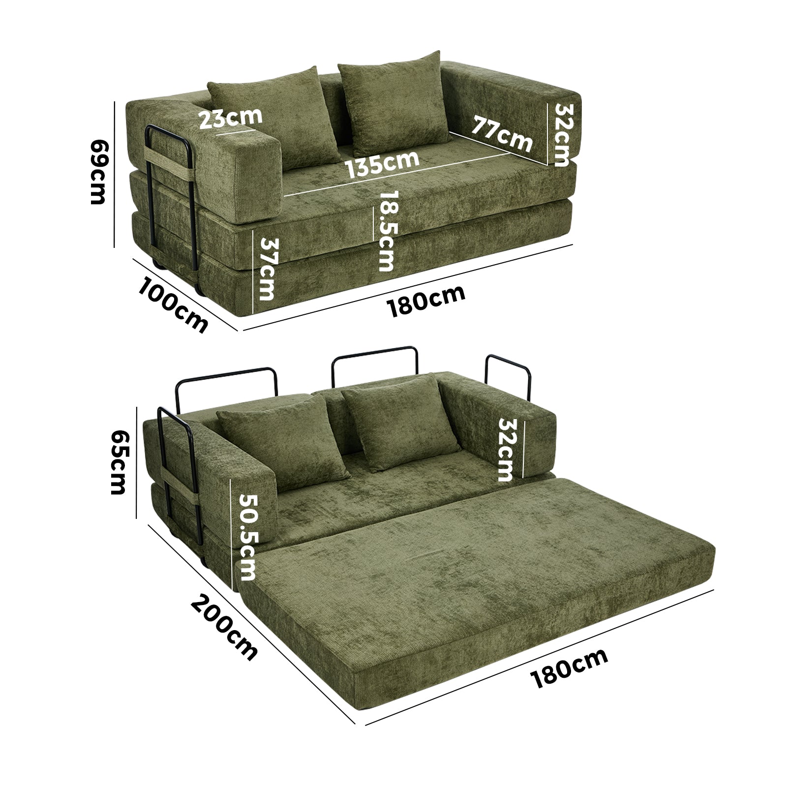 Oikiture Convertible Sofa Bed Sleeper Futon Pull Out Couch Beds - Sunyee