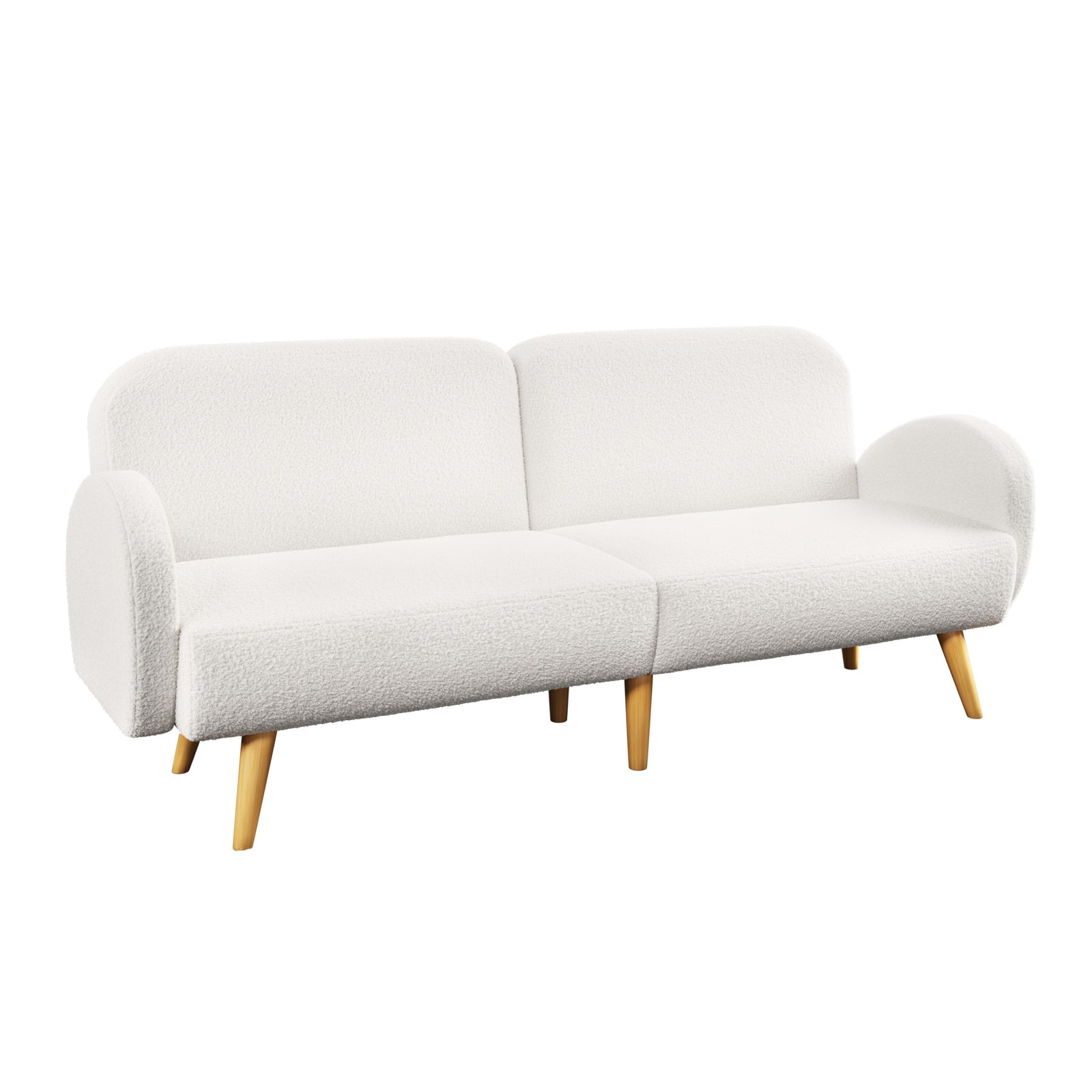 Oikiture Boucle Sofa Bed 3 Seater Recliner Convertible Lounge Couch Sherpa White - Sunyee