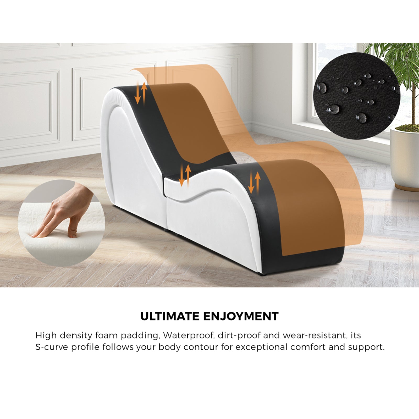 Oikiture Sofa Couch Tantra Chair Love Seat Chaise Lounge Yoga Bed Couples Stool - Sunyee