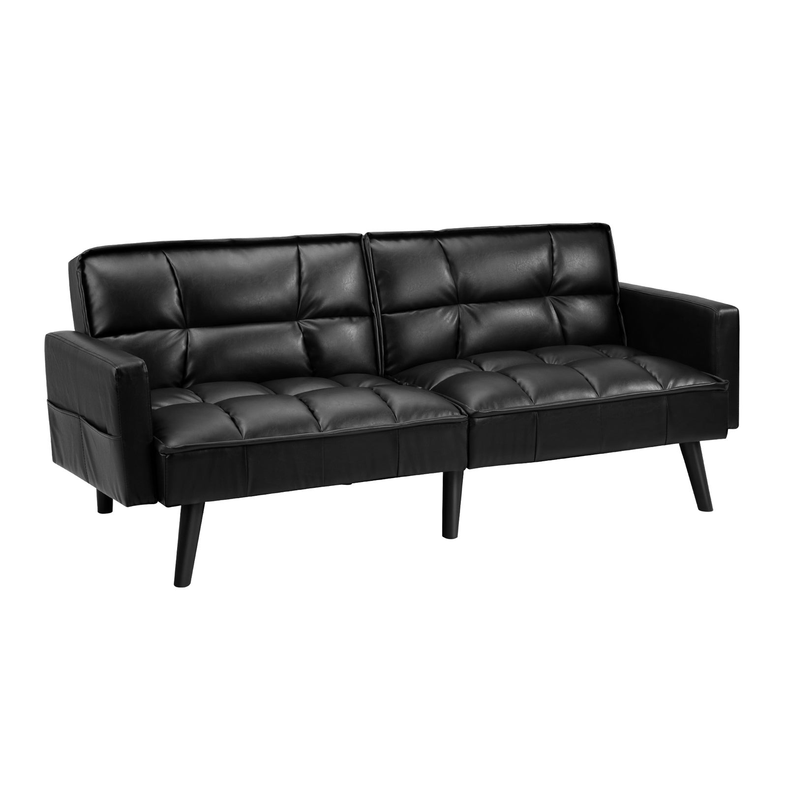 Oikiture Sofa Bed Futon Convertible Leather Lounge Couch 3-Seater Recliner Black - Sunyee