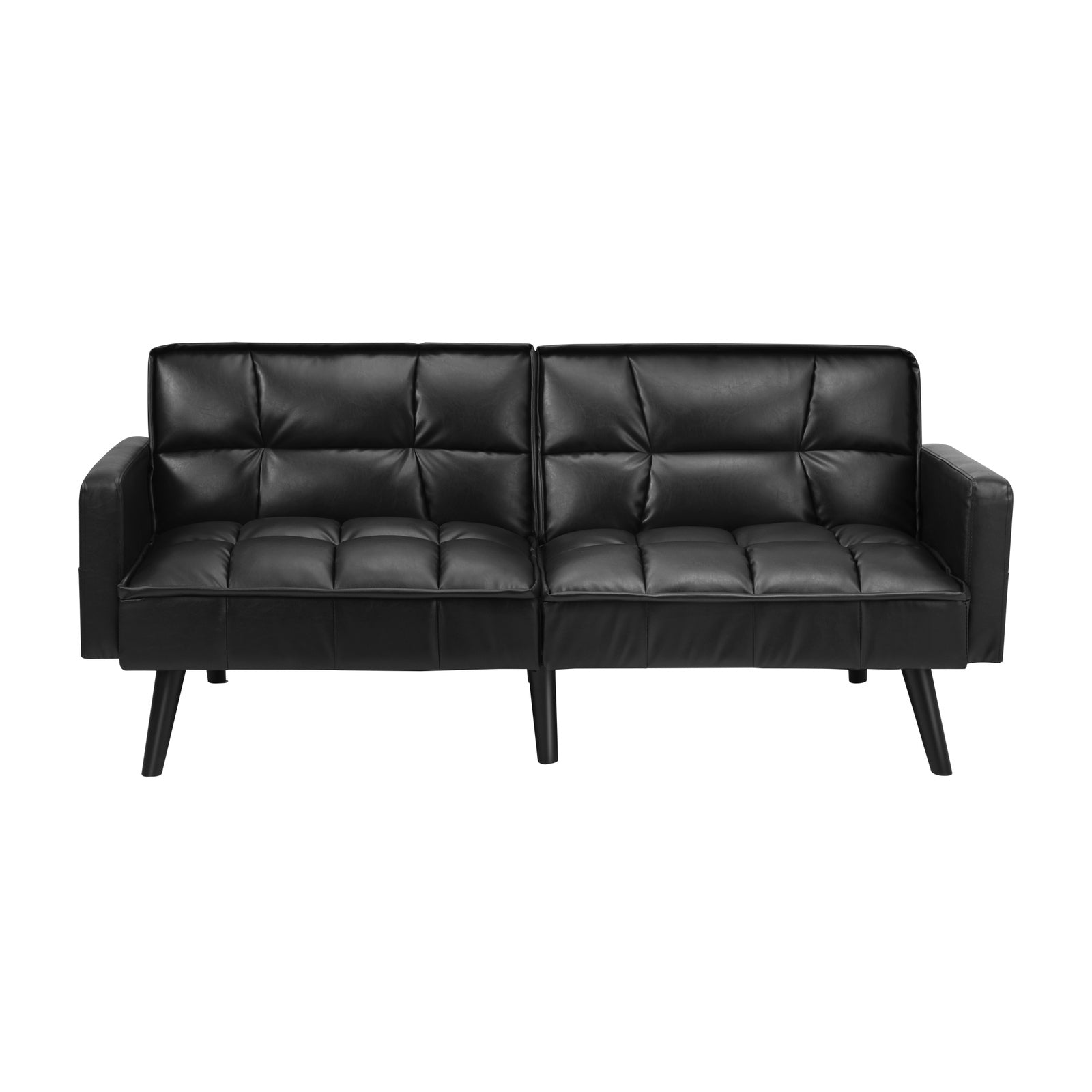 Oikiture Sofa Bed Futon Convertible Leather Lounge Couch 3-Seater Recliner Black - Sunyee
