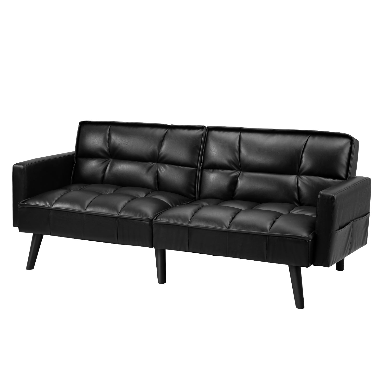 Oikiture Sofa Bed Futon Convertible Leather Lounge Couch 3-Seater Recliner Black - Sunyee