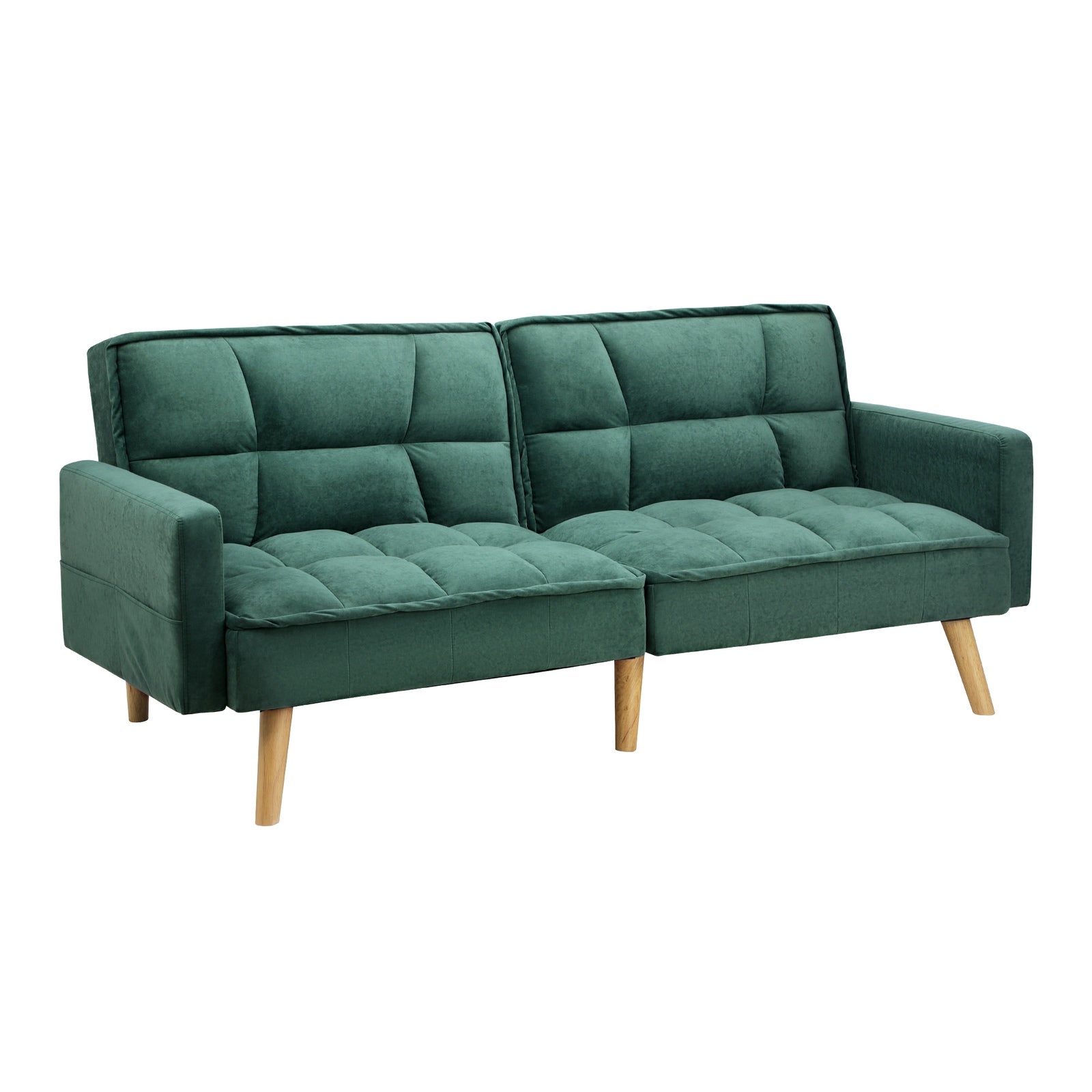 Oikiture Sofa Bed Futon Convertible Velvet Lounge Couch 3-Seater Recliner Green - Sunyee